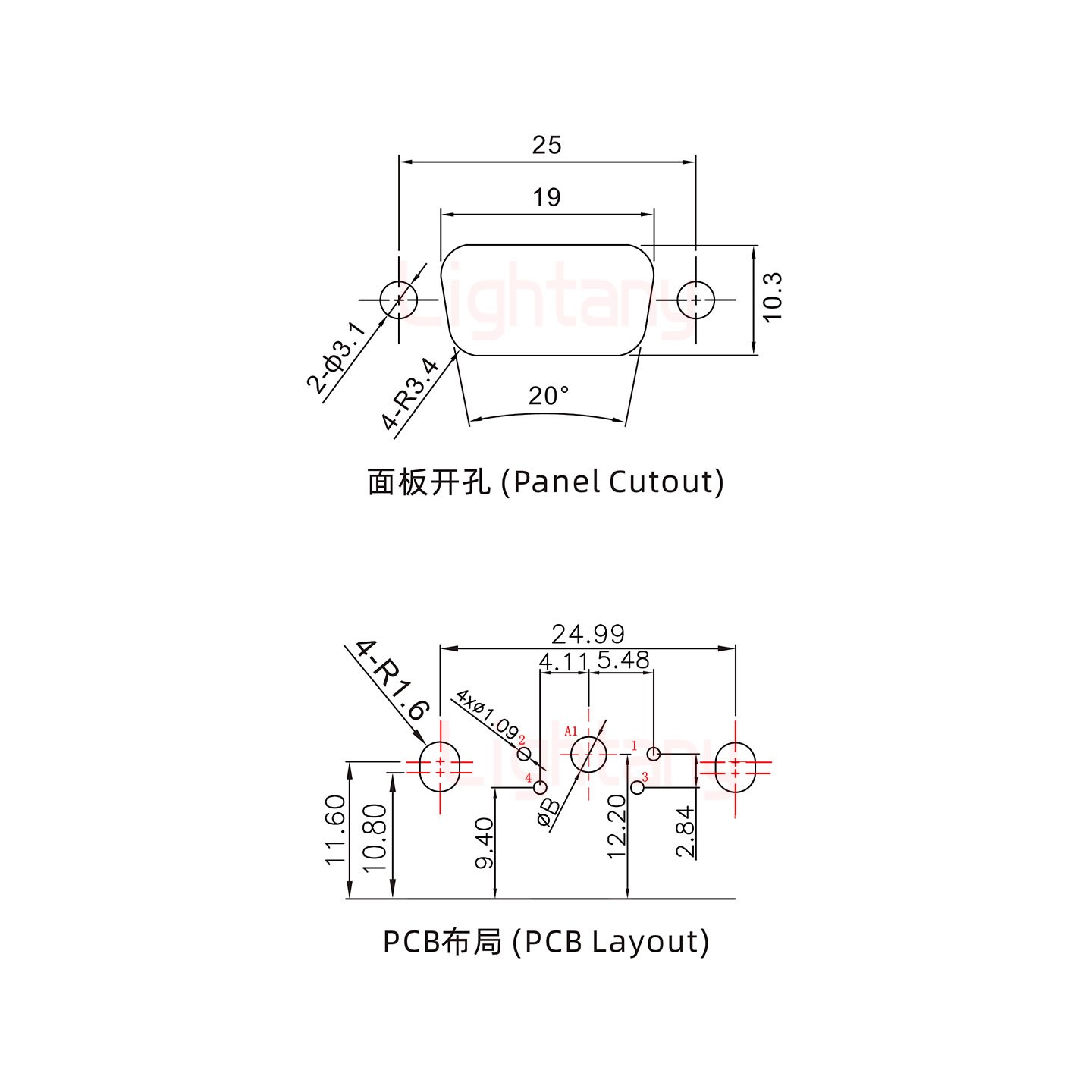 5W1母PCB弯插板/铆支架10.8/大电流30A