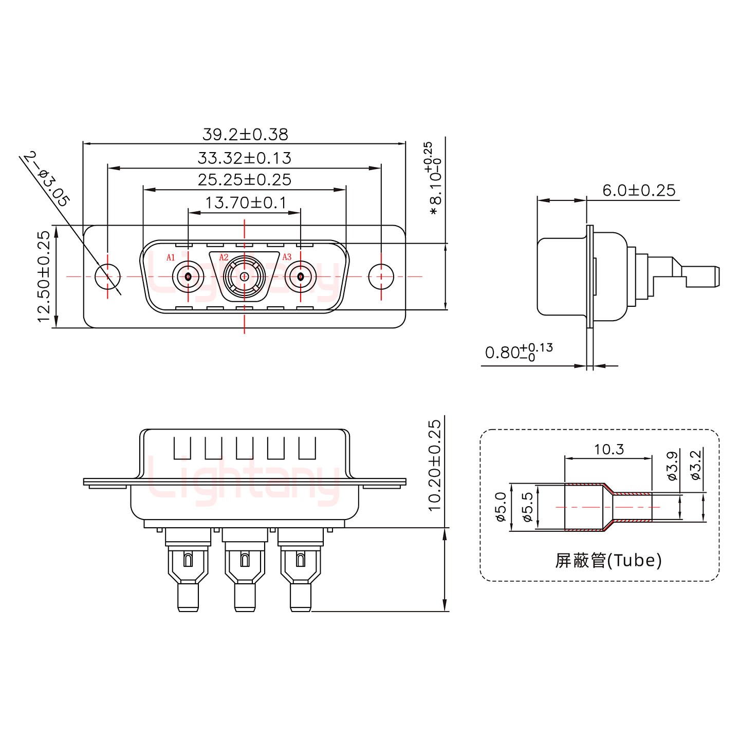 3V3公焊线式50欧姆+15P金属外壳1679斜出线4~12mm