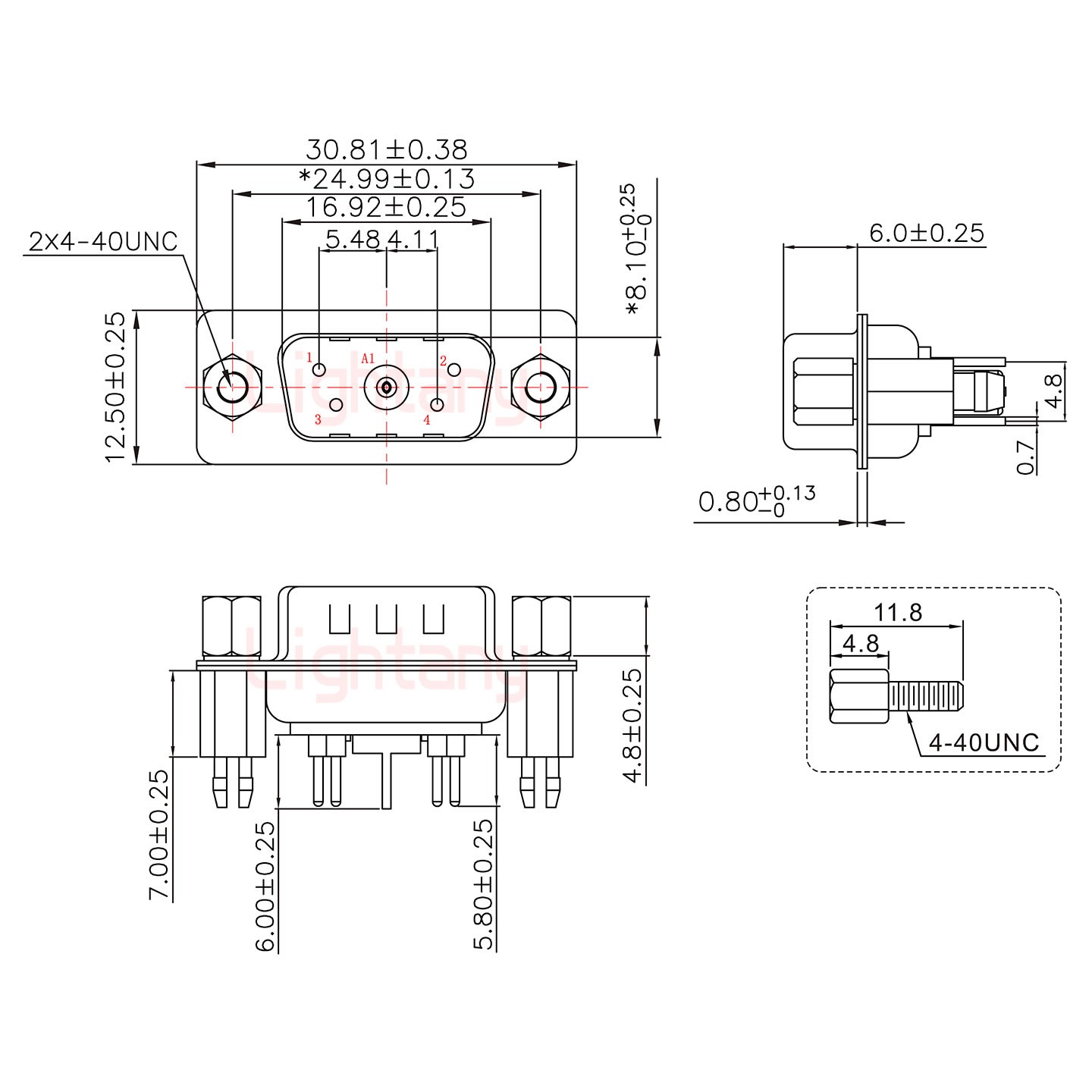 5W1公PCB直插板/铆鱼叉7.0/射频同轴75欧姆