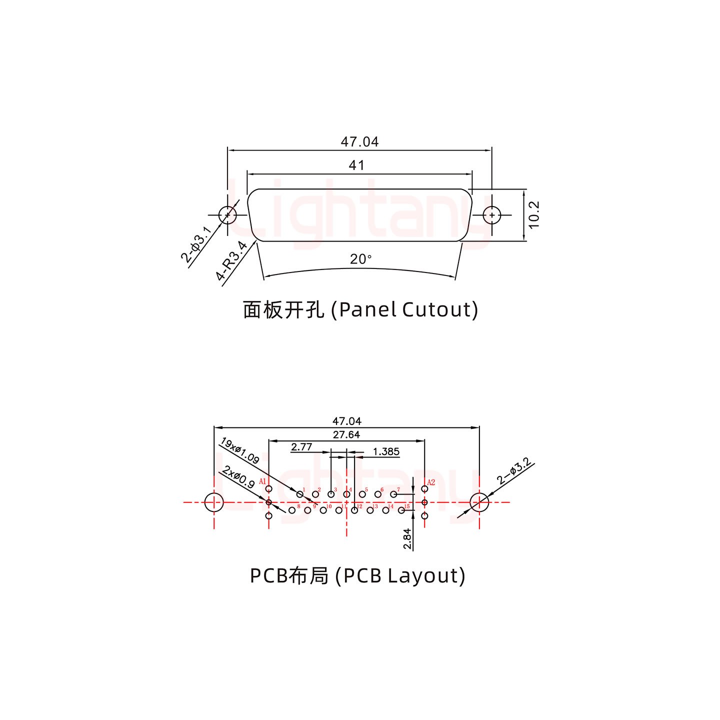 17W2公PCB直插板/铆鱼叉7.0/射频同轴50欧姆