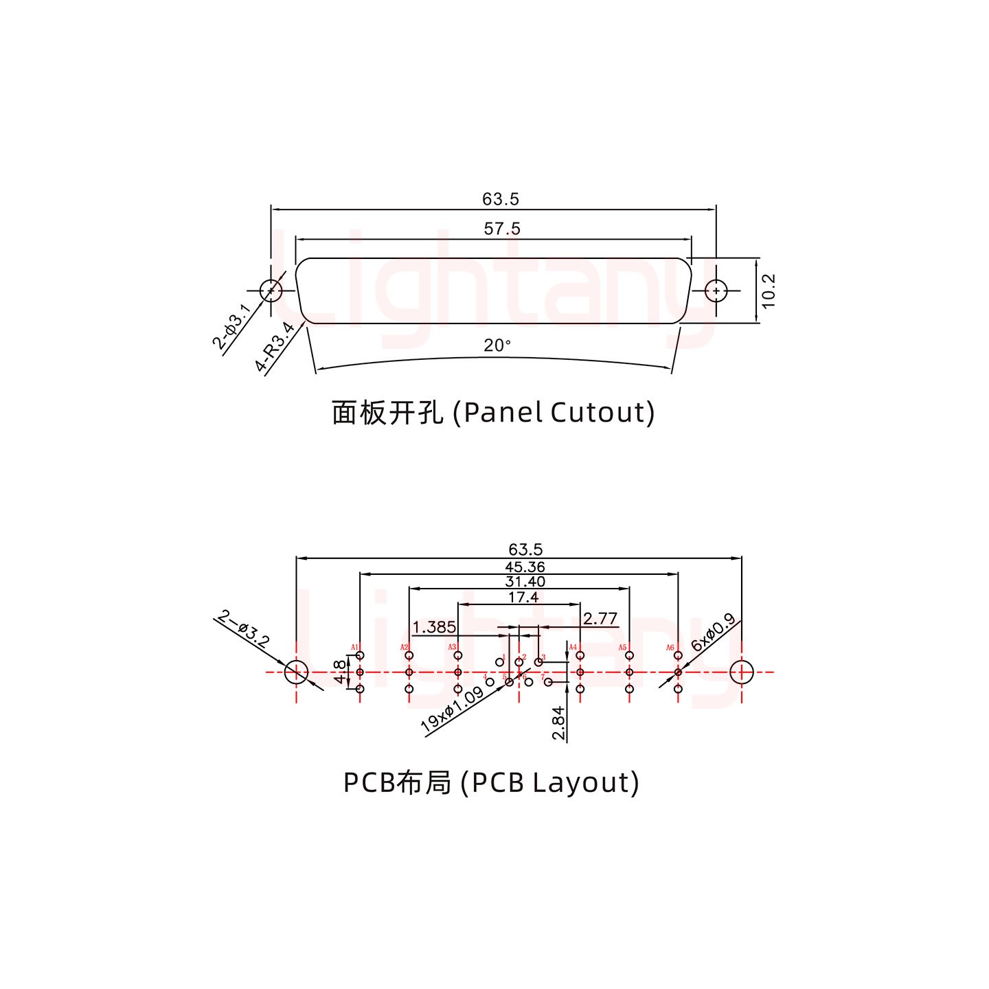 13W6A公PCB直插板/铆鱼叉7.0/射频同轴75欧姆