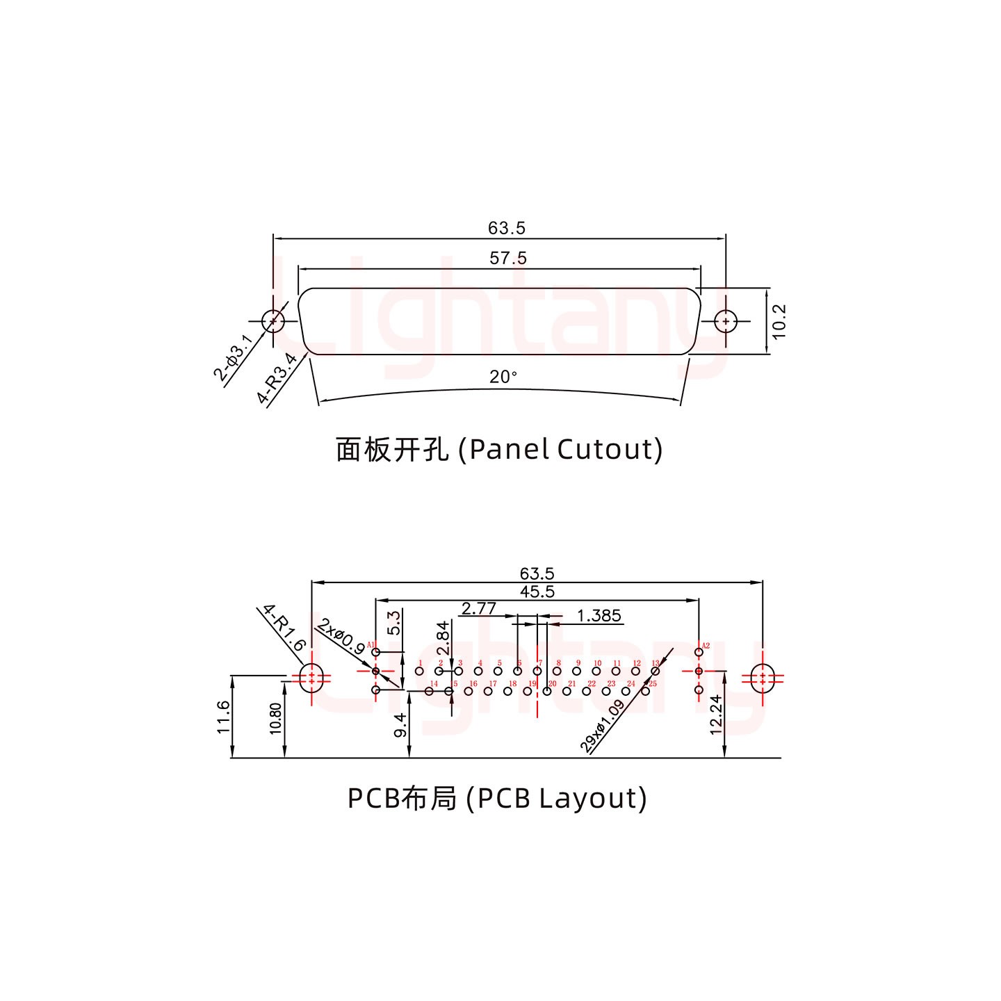 27W2公PCB弯插板/铆支架11.6/射频同轴50欧姆