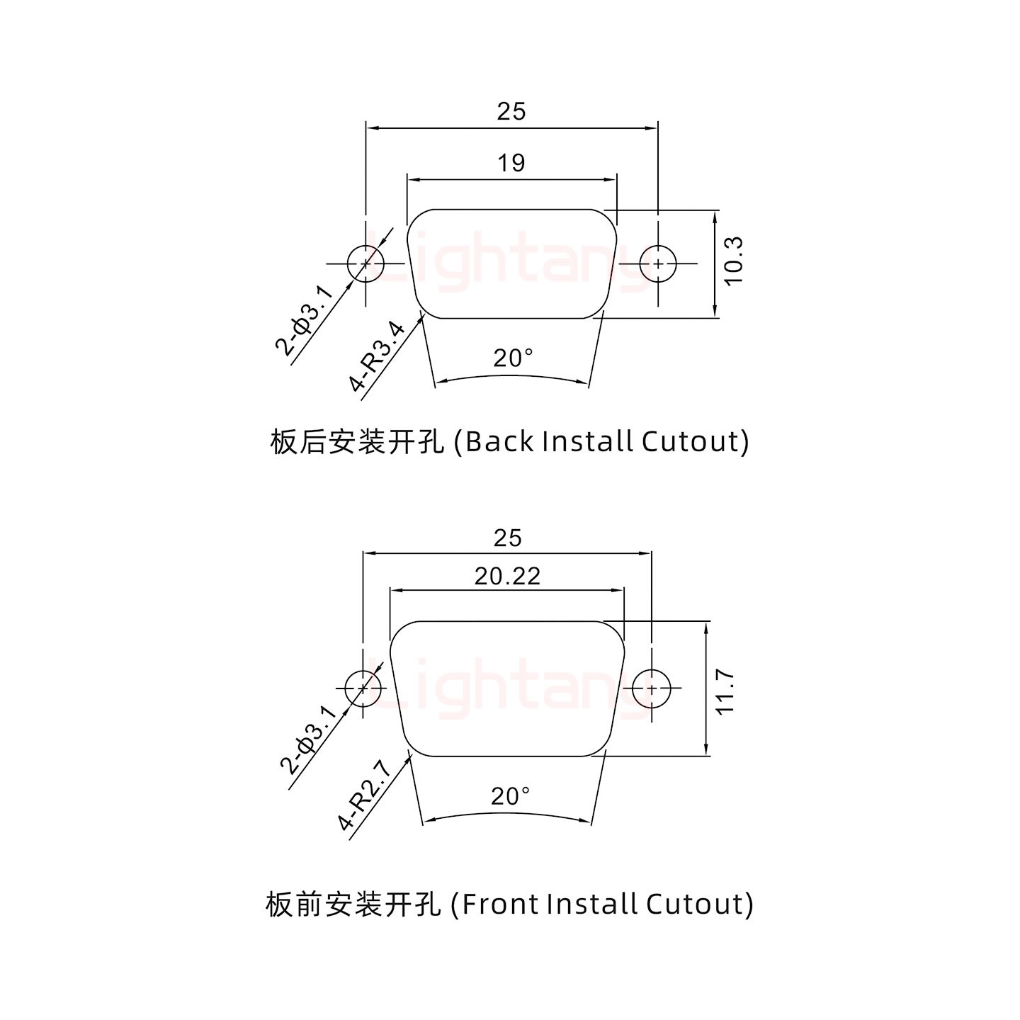 DB9 母 焊线式 光孔 车针