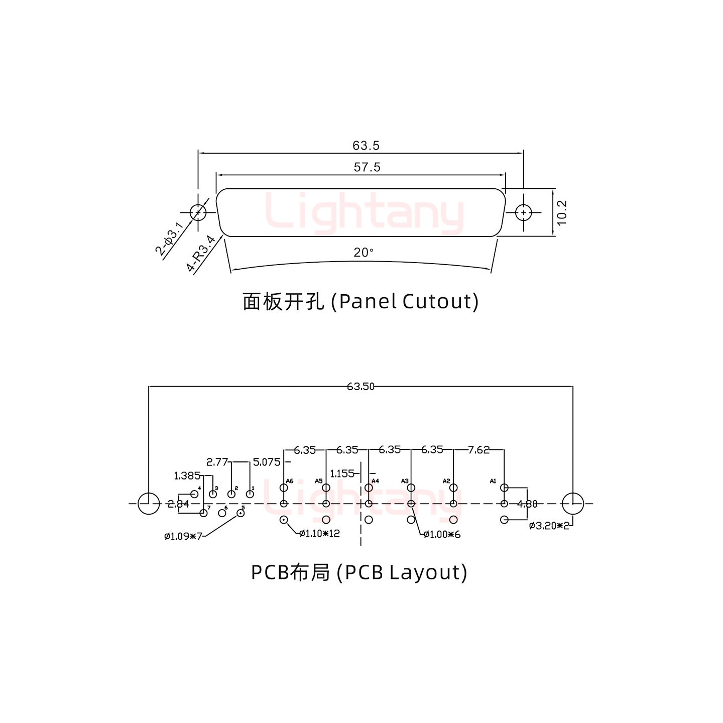 13W6B公PCB直插板/铆鱼叉7.0/射频同轴50欧姆