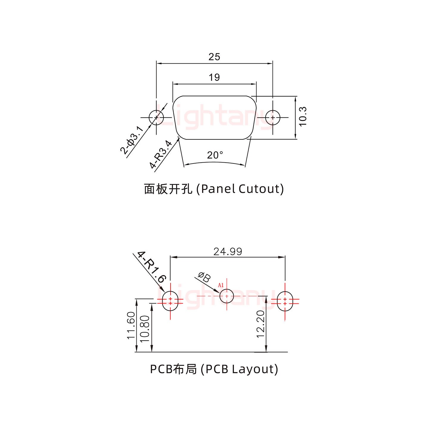 1W1公PCB弯插板/铆支架11.6/大电流30A