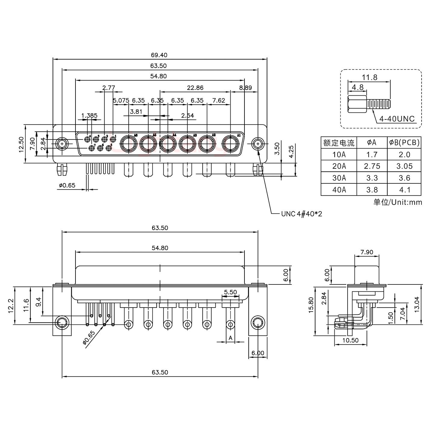 13W6B母PCB弯插板/铆支架11.6/大电流20A