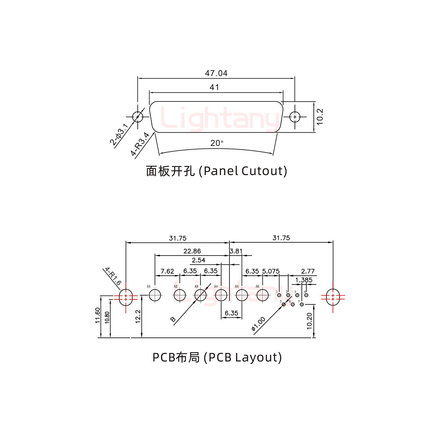 13W6B公PCB弯插板/铆支架11.6/大电流40A