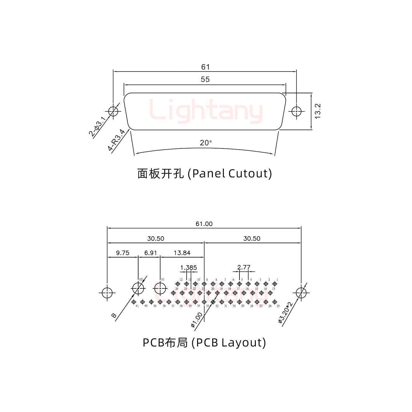 43W2母PCB直插板/铆鱼叉7.0/大电流10A