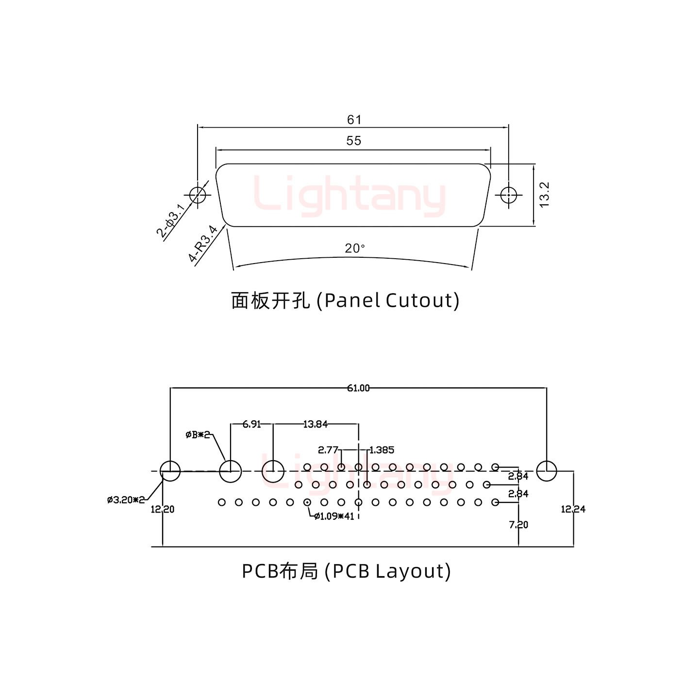 43W2母PCB弯插板/铆支架12.2/大电流10A