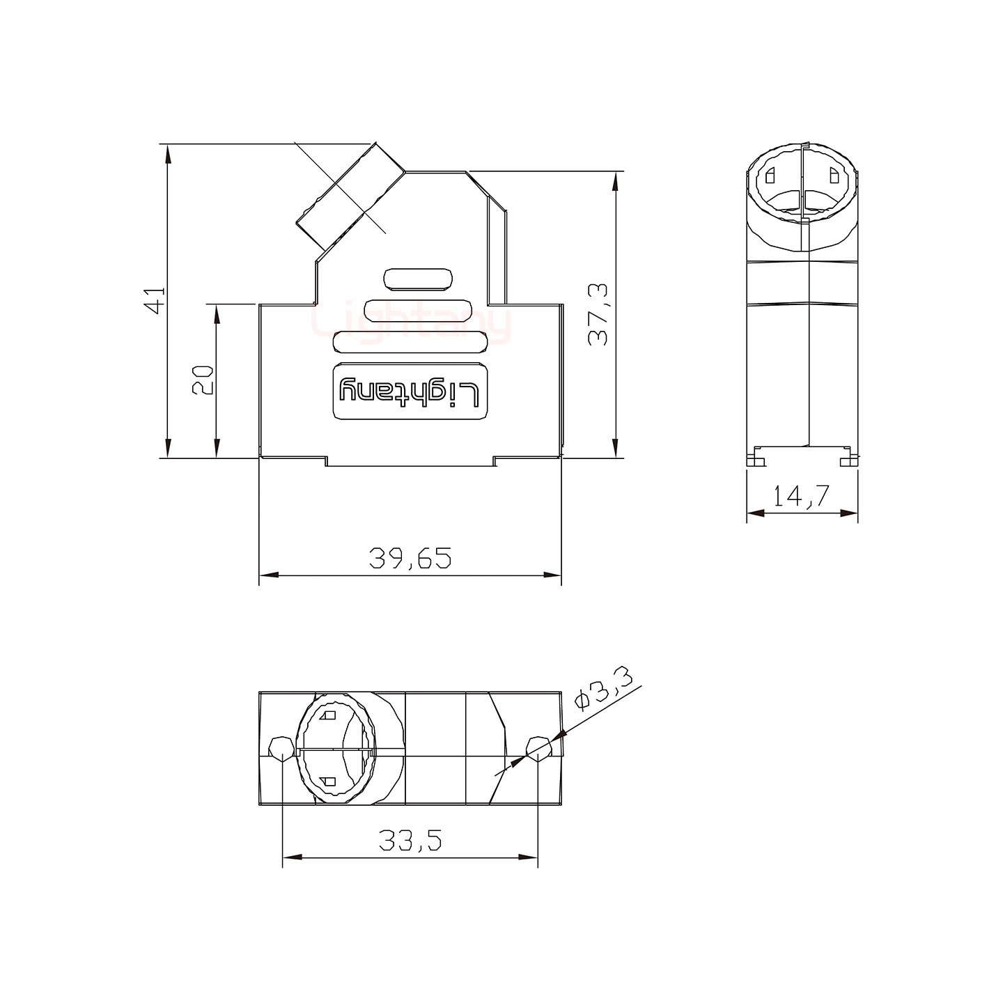 3W3母短体焊线30A+15P金属外壳1679斜出线4~12mm