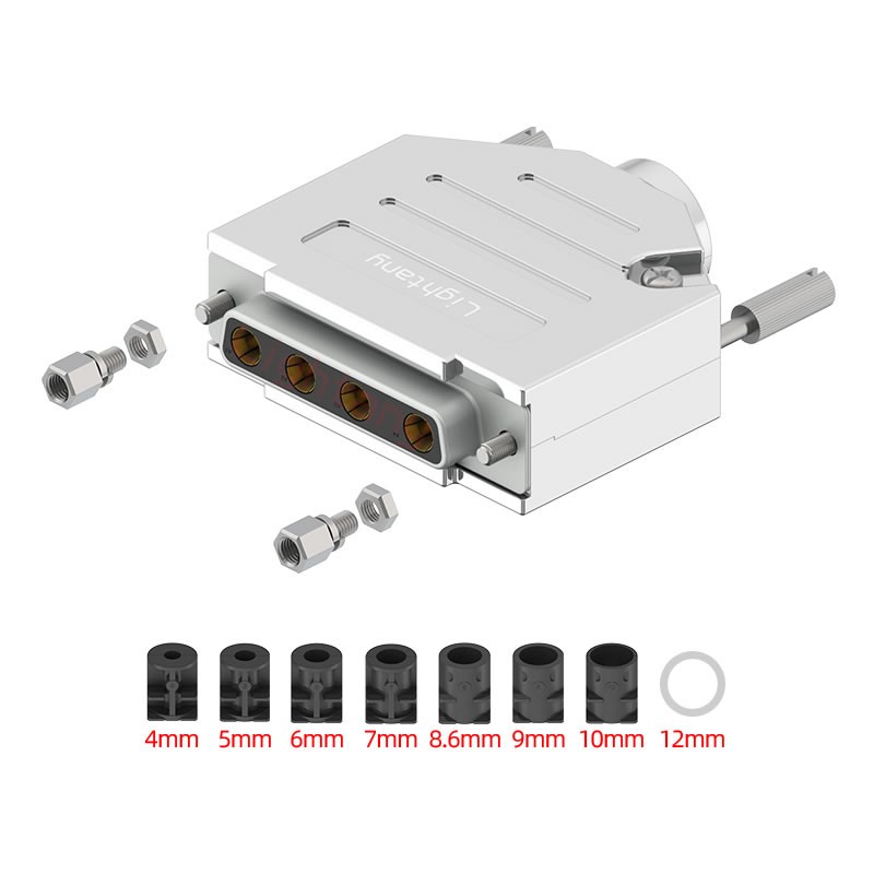 4W4母短体焊线20A+25P金属外壳1657直出线4~12mm