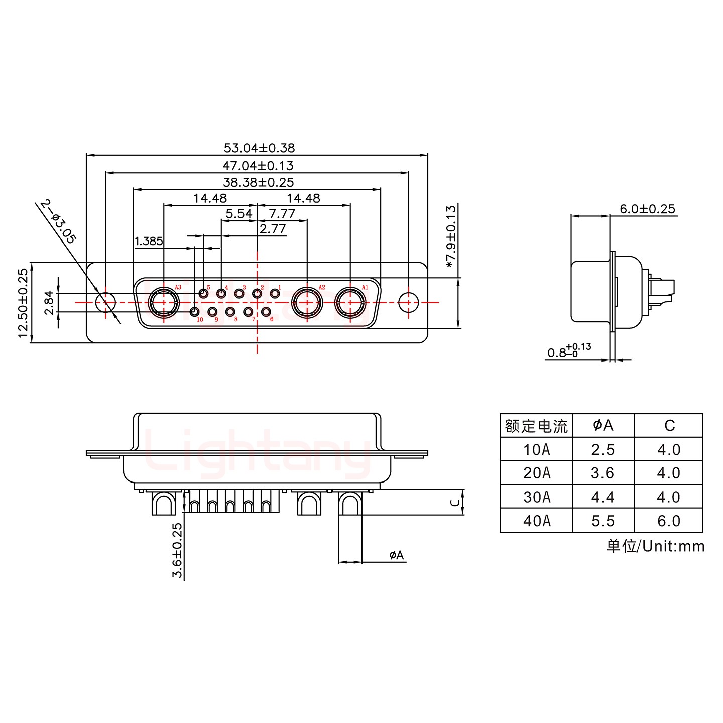 13W3母短体焊线10A+25P金属外壳1015弯出线4~12mm