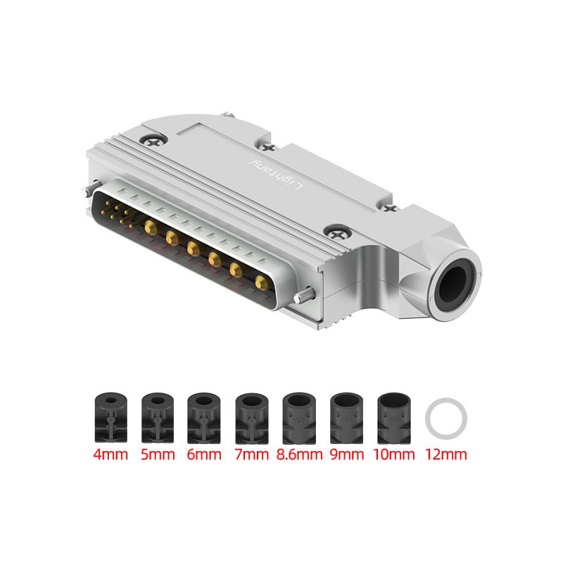 13W6B公短体焊线30A+37P金属外壳951弯出线4~12mm