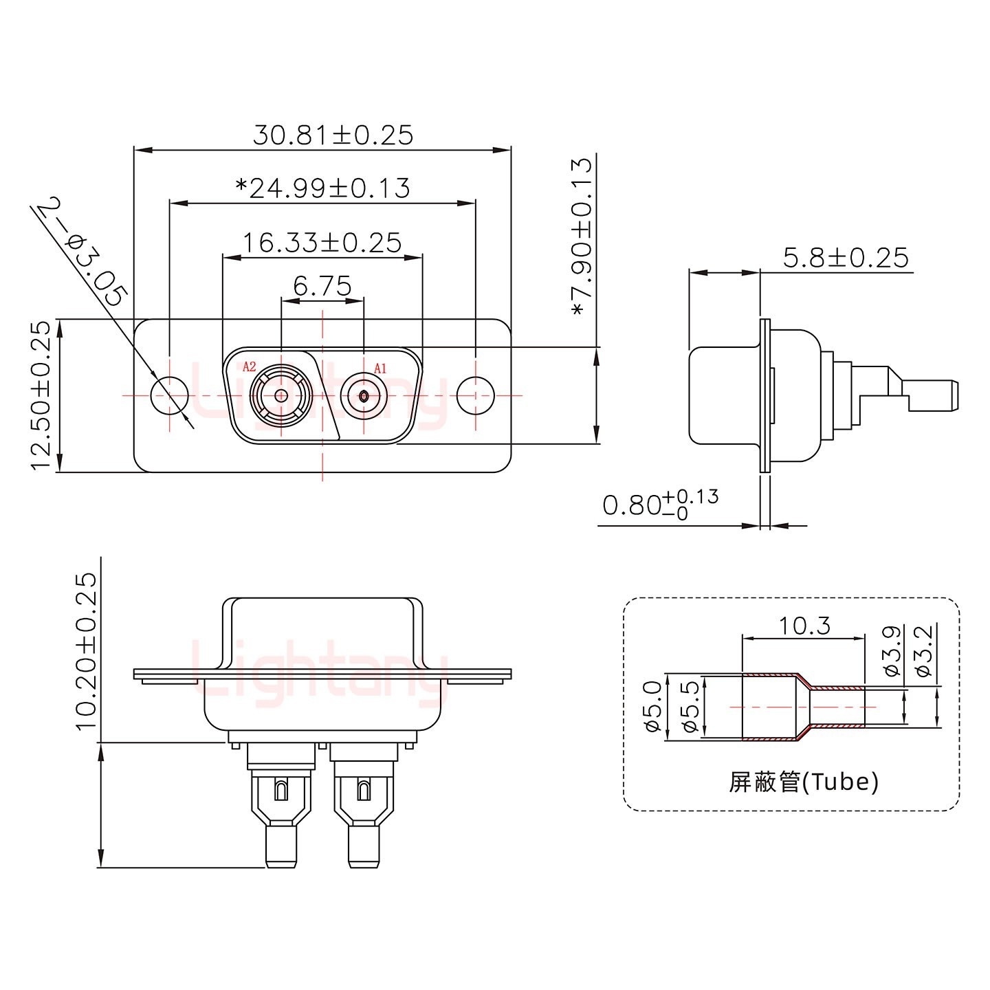 2V2母头焊线+防水接头/线径5~11mm/射频同轴50欧姆