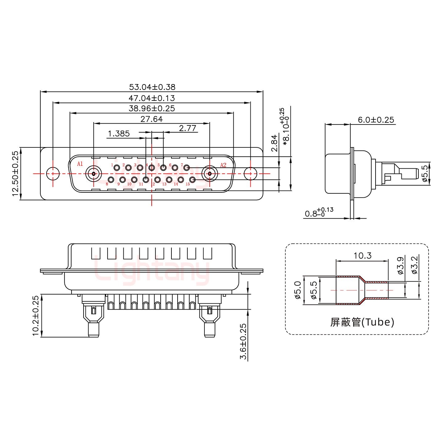 17W2公头焊线+防水接头/线径5~11mm/射频同轴50欧姆