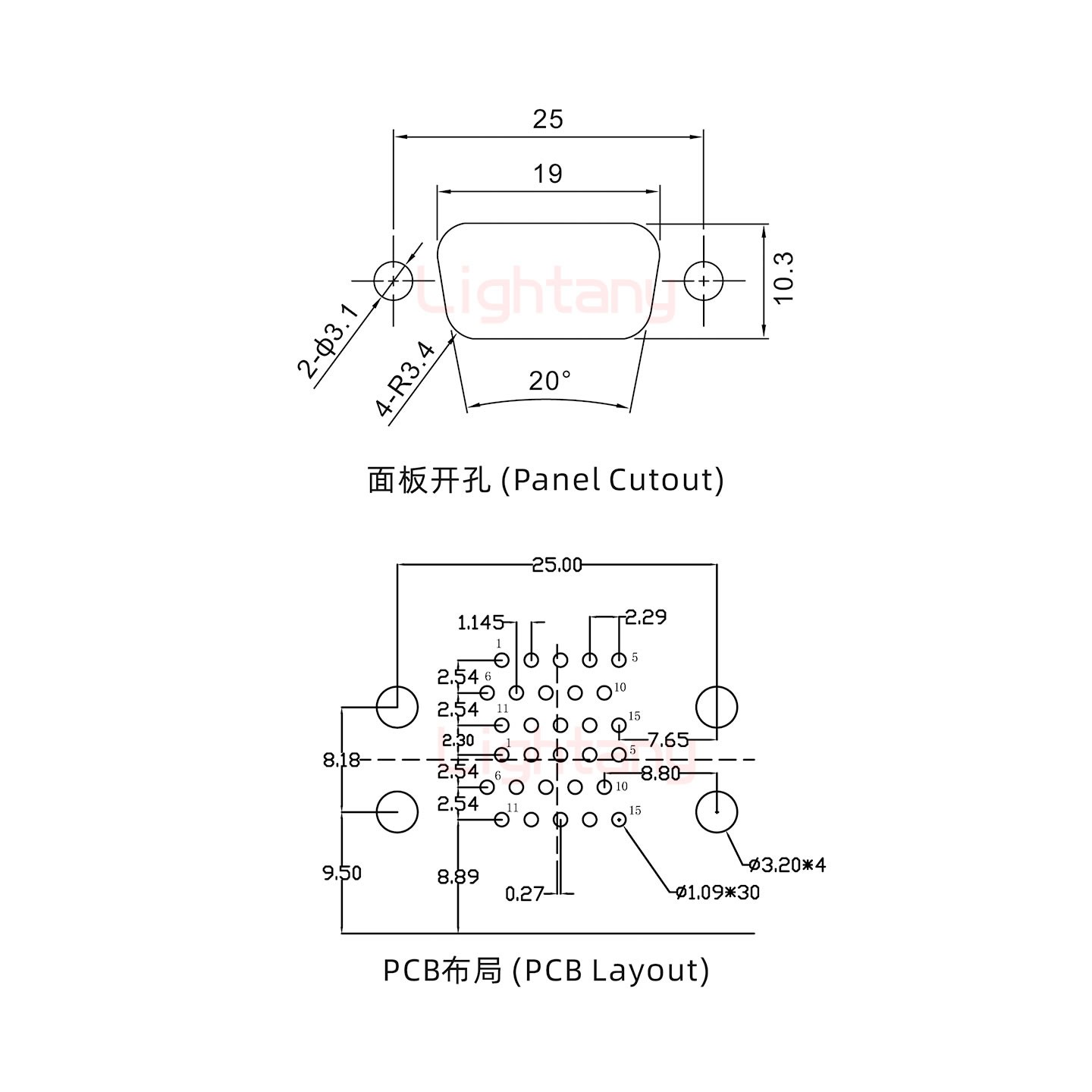 HDR15 公对公 间距19.05车针双胞胎 D-SUB连接器