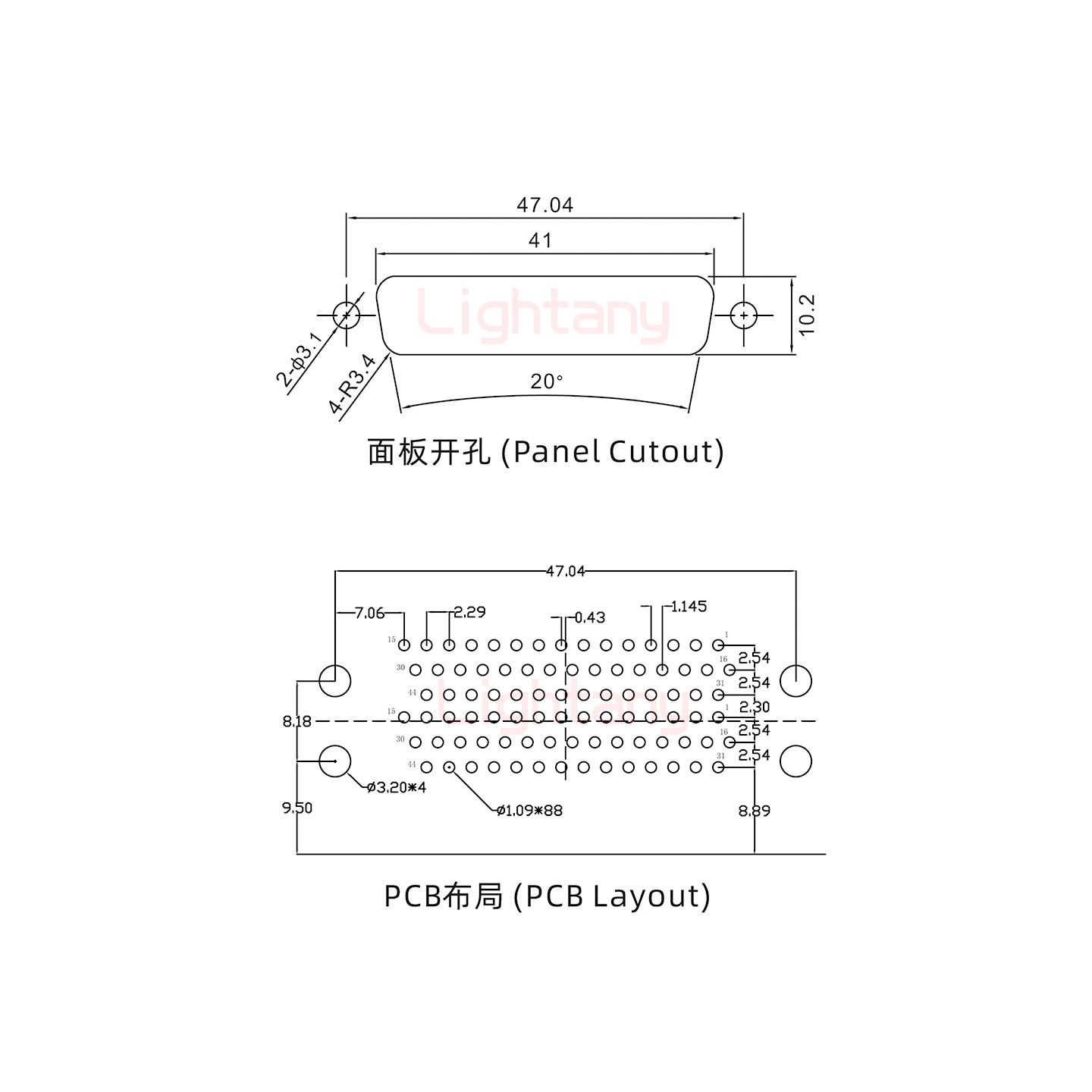 HDR44 母对母间距19.05车针双胞胎 D-SUB连接器