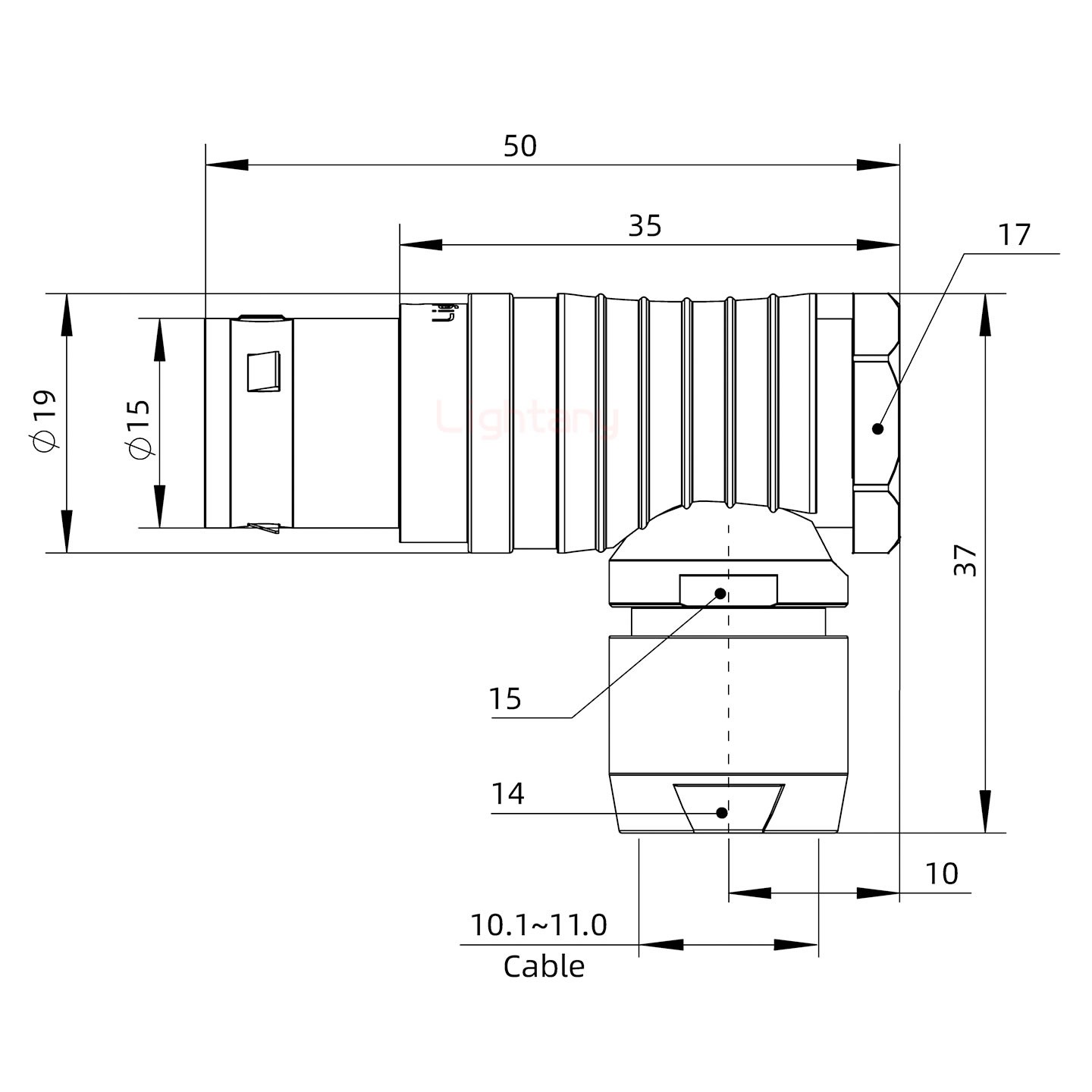 FHG.3B.010.CLAD11弯式插头