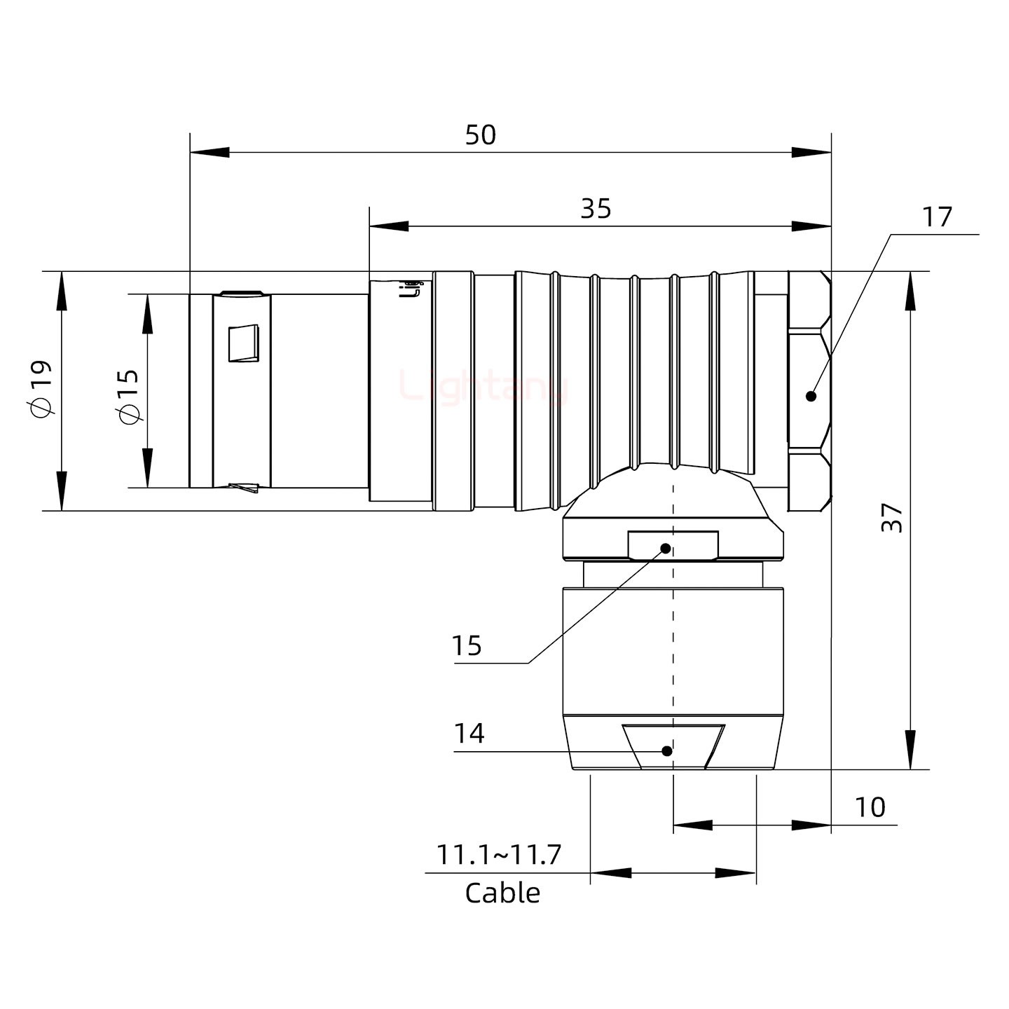 FHG.3B.018.CLAD12弯式插头