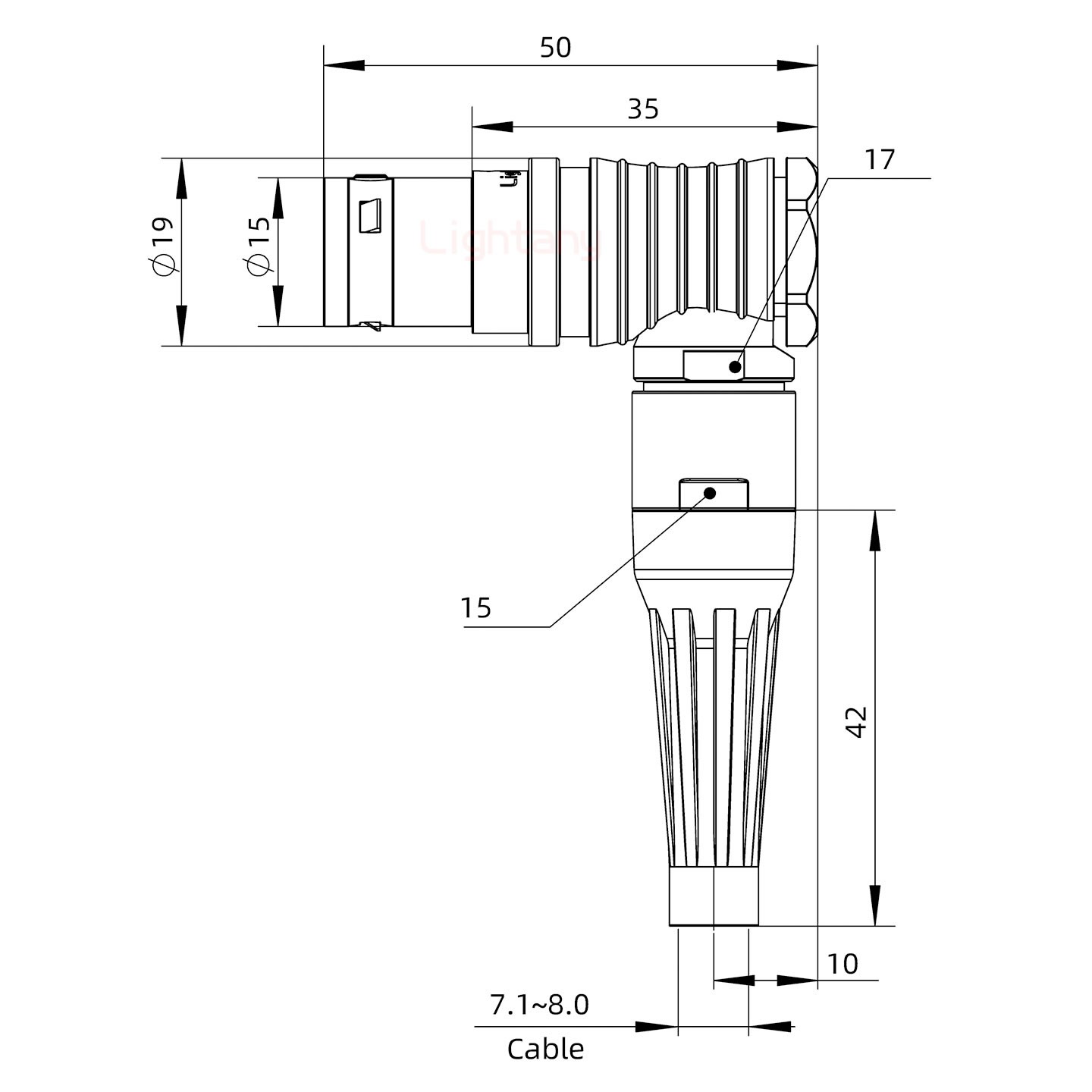 FHG.3B.005.CLAD82Z带护套弯式插头