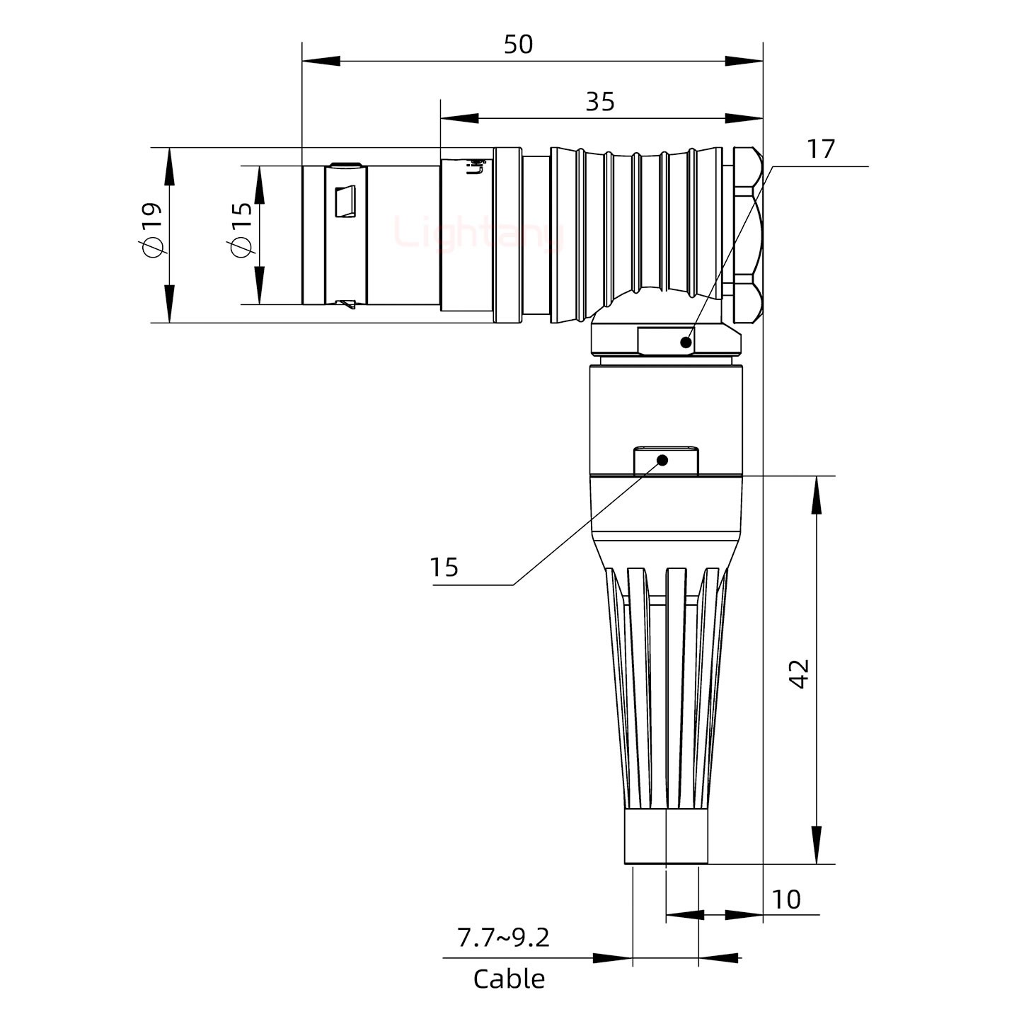 FHG.3B.005.CLAD92Z带护套弯式插头