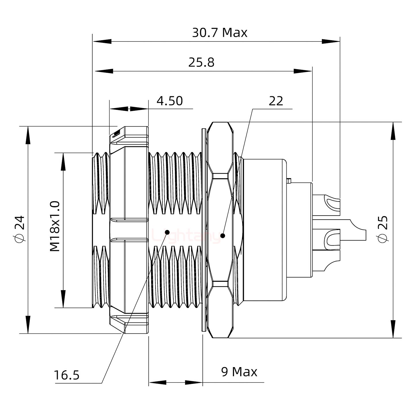 ECG.3B.016.CLL双螺母插座 焊线