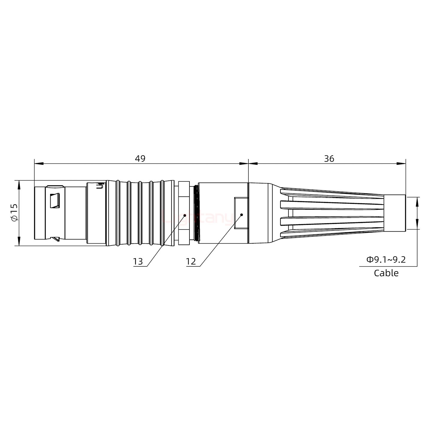 FGG.2B.002.CLAD99Z带护套直式插头