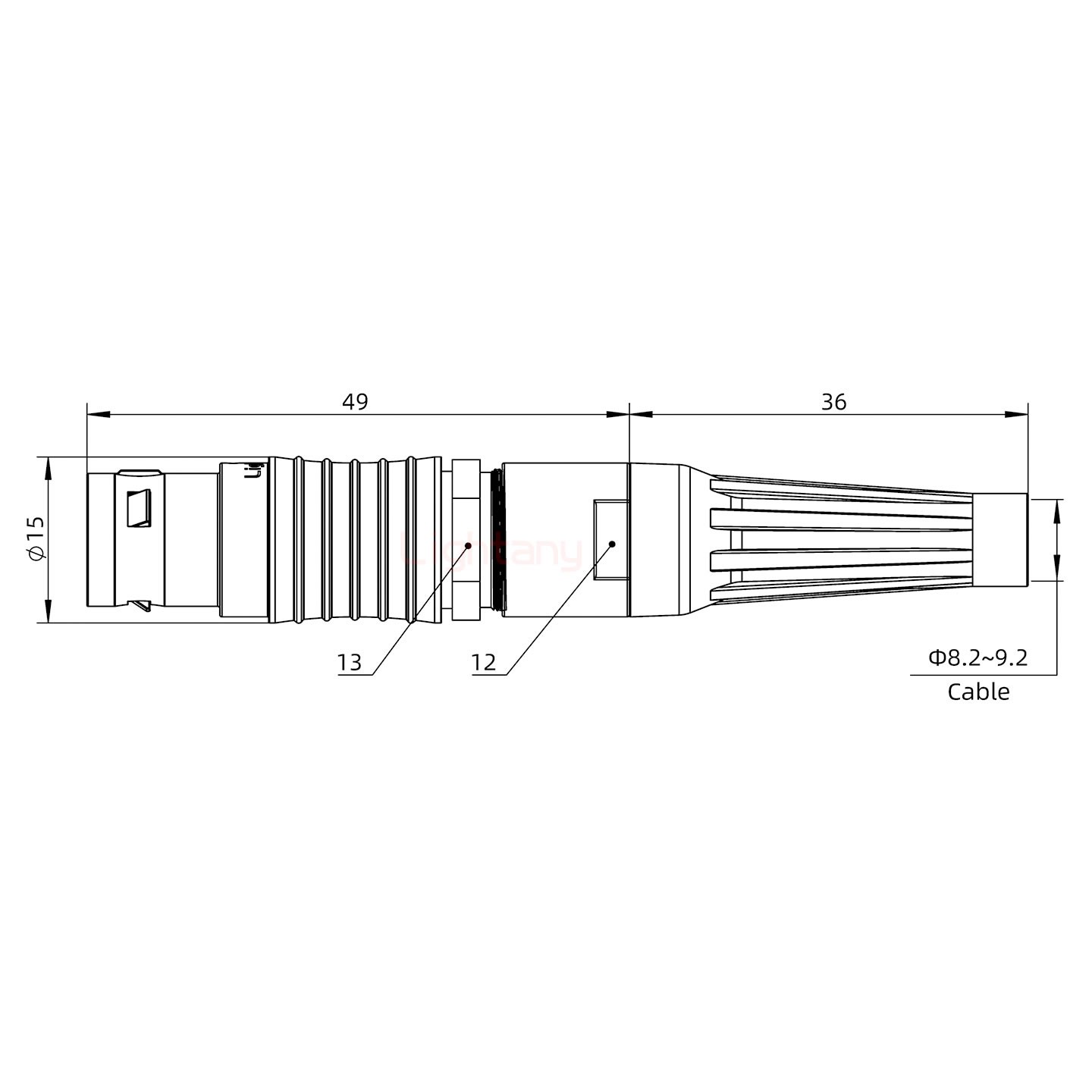 FGG.2B.007.CLAD92Z带护套直式插头