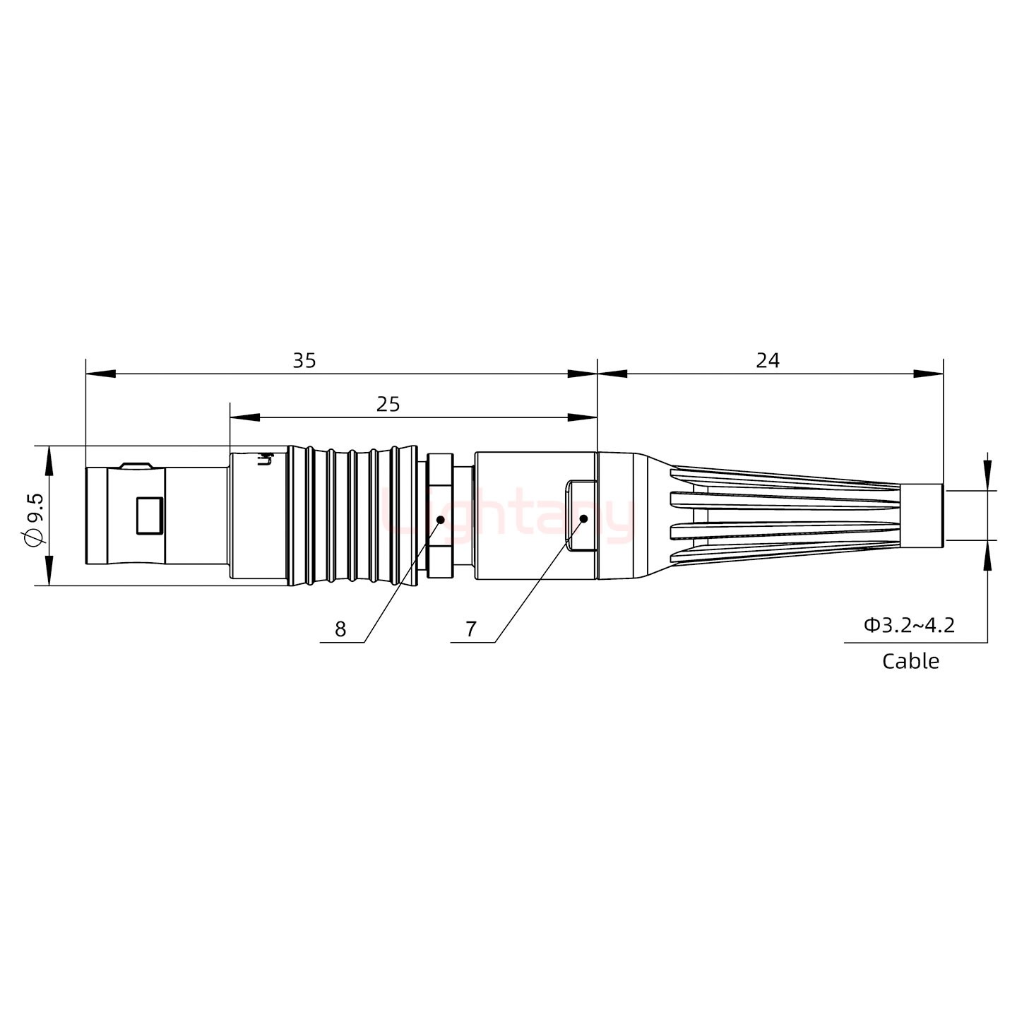 FGG.0B.004.CLAD42Z带护套直式插头