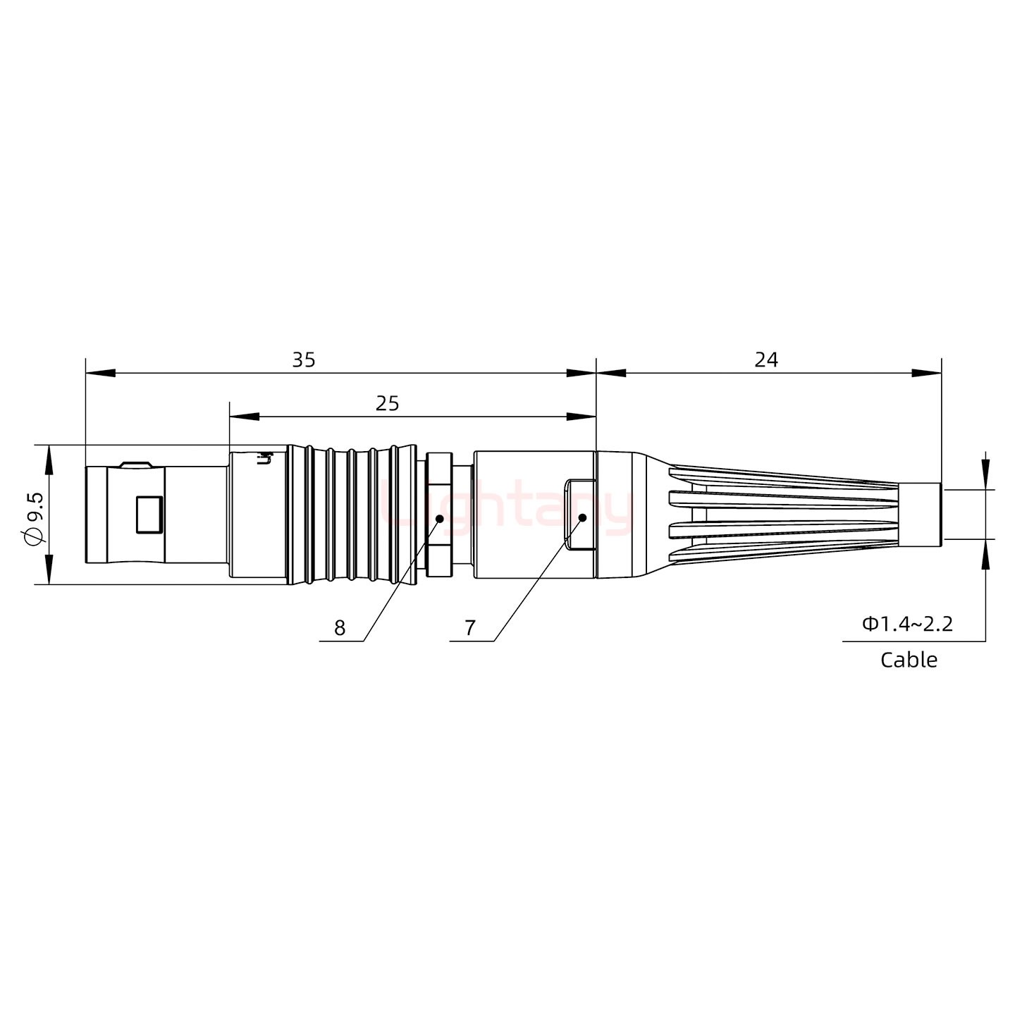 FGG.0B.005.CLAD21Z带护套直式插头