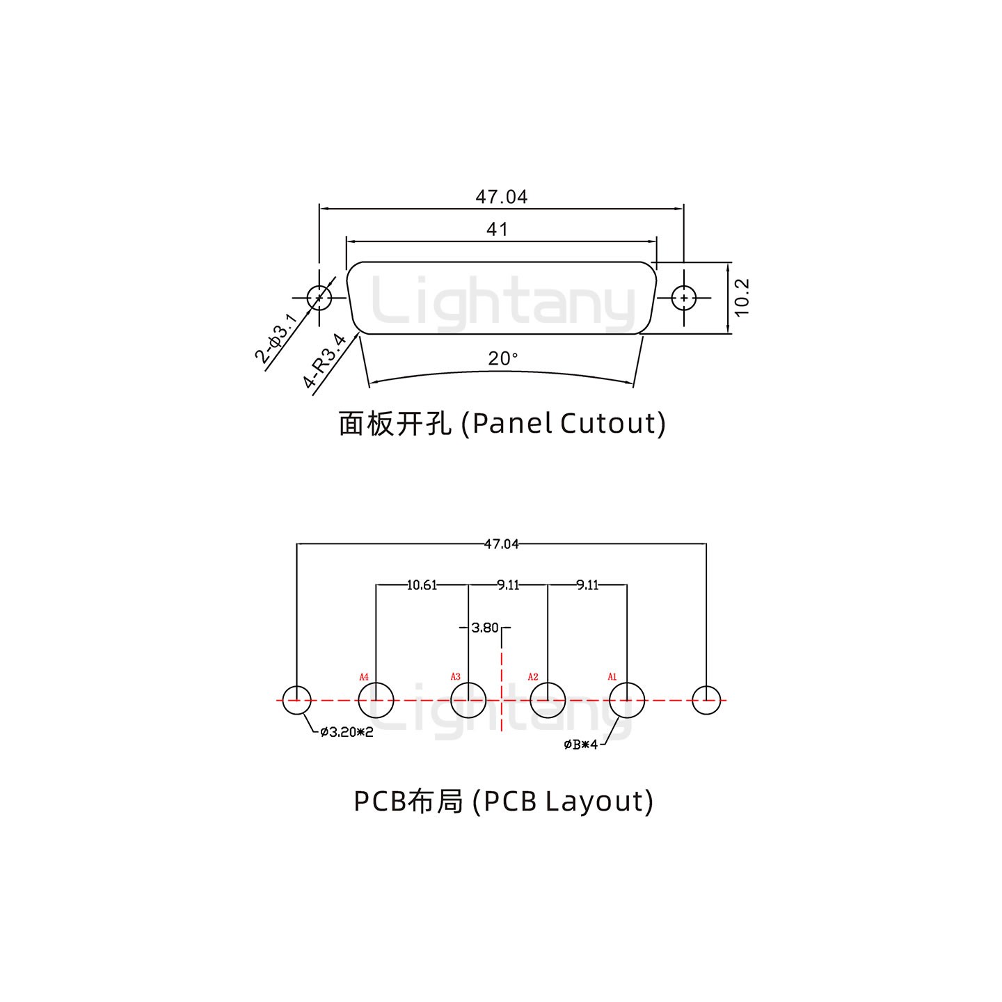 防水4W4母直插板/铆鱼叉/锁螺丝/大电流40A