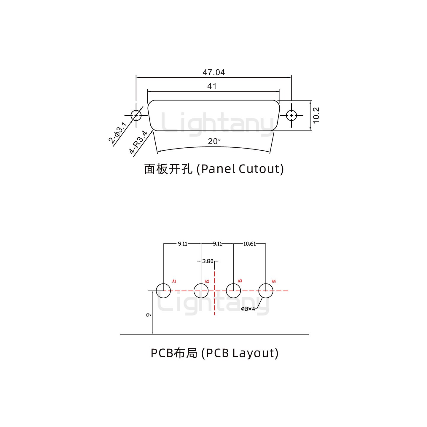 防水4W4公弯插板/锁螺丝/大电流40A