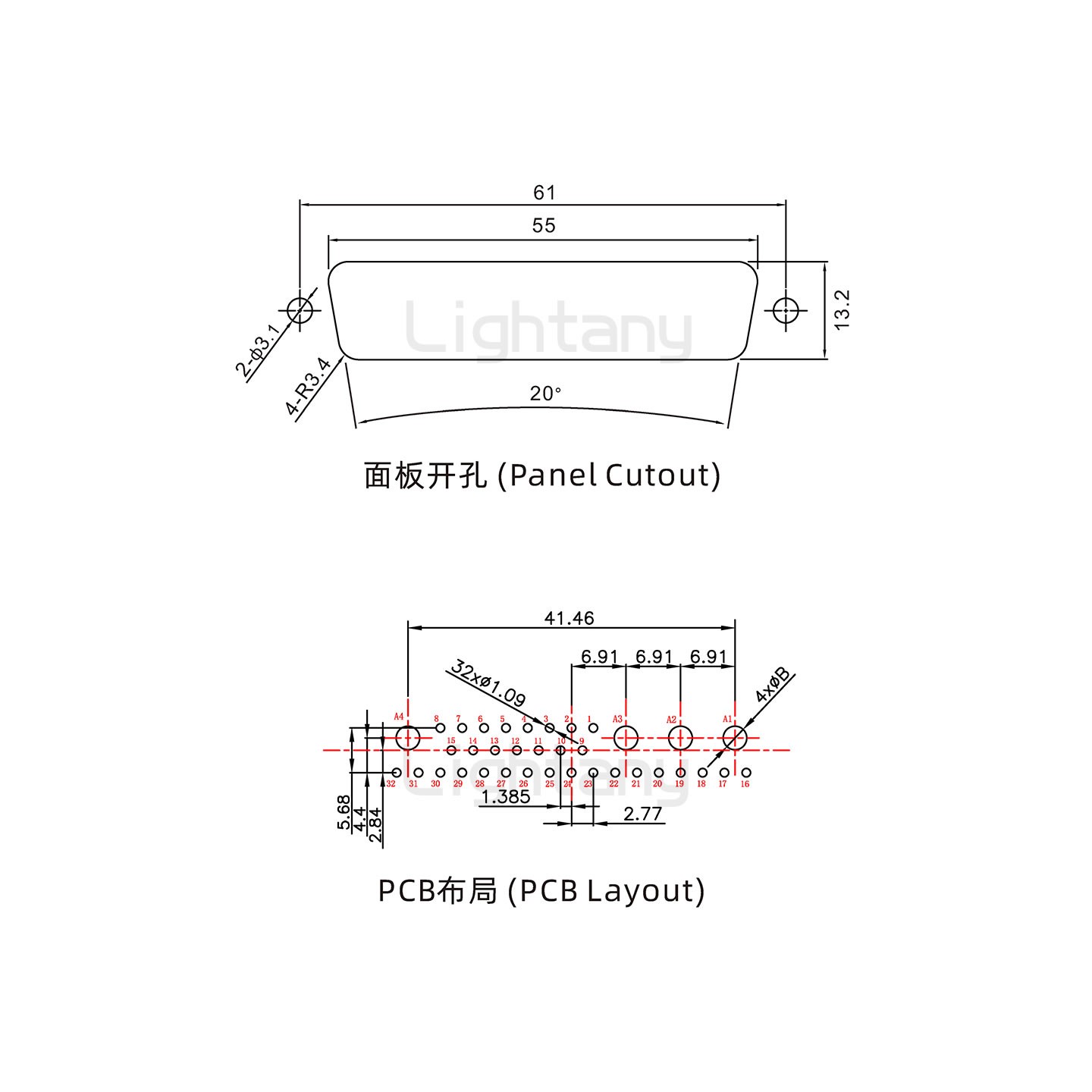 防水36W4母直插板/锁螺丝/大电流40A