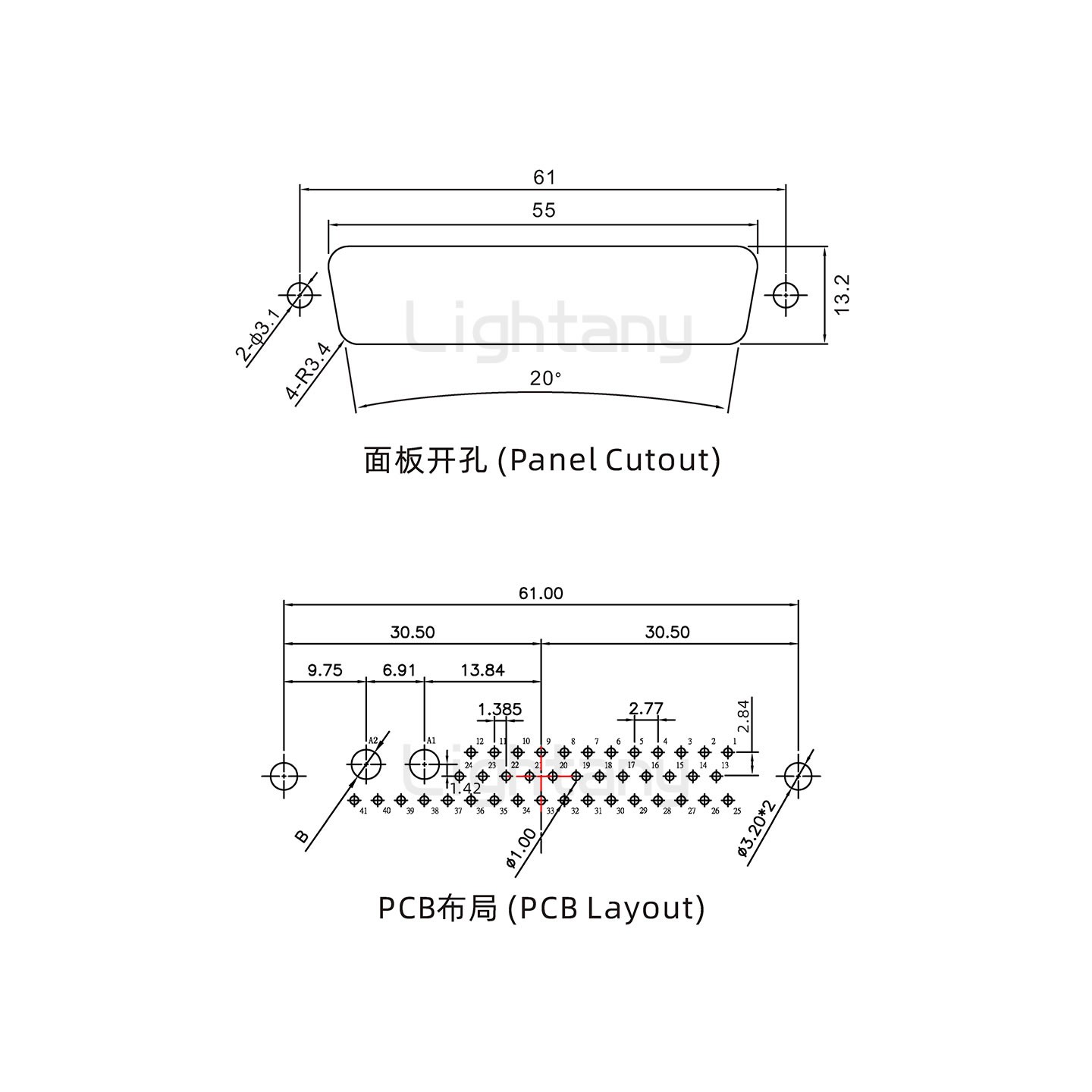 防水43W2母直插板/铆鱼叉/锁螺丝/大电流40A