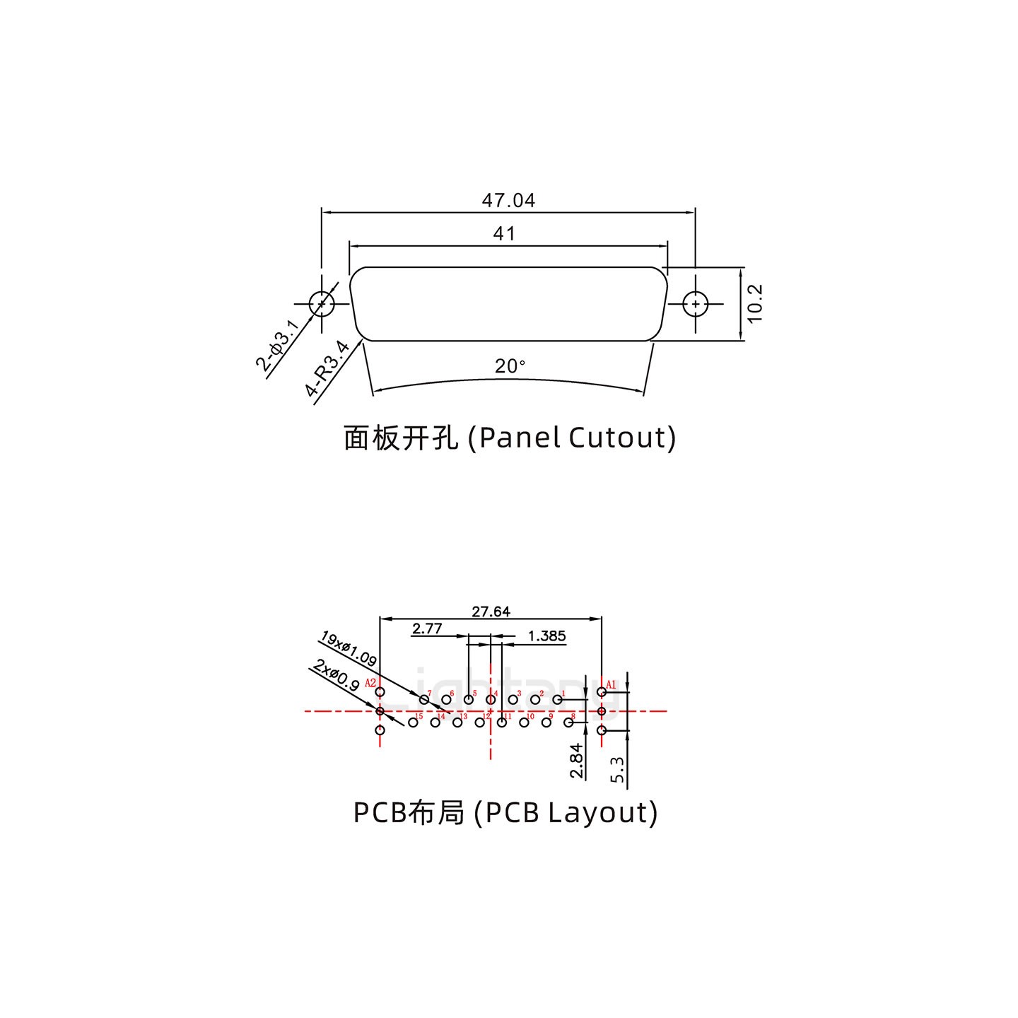 防水17W2母直插板/锁螺丝/射频同轴50欧姆