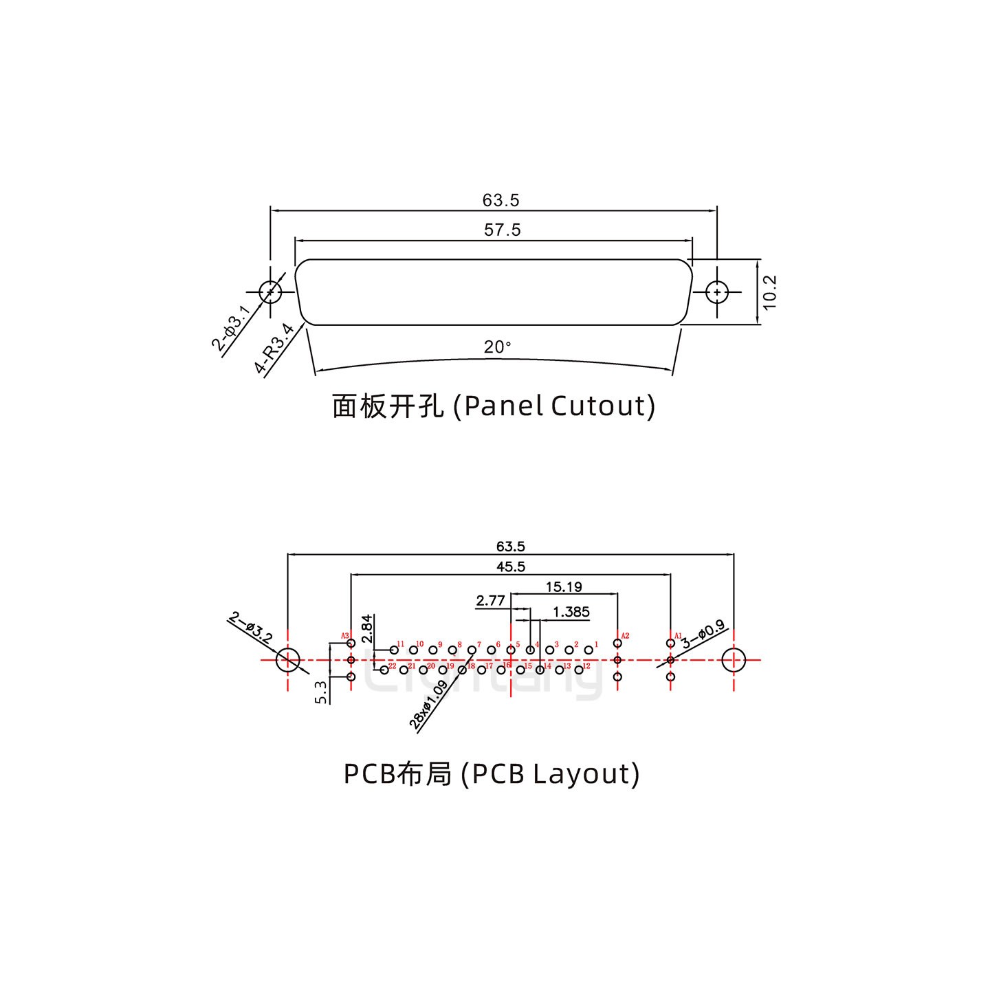 防水25W3母直插板/铆鱼叉/锁螺丝/射频同轴50欧姆