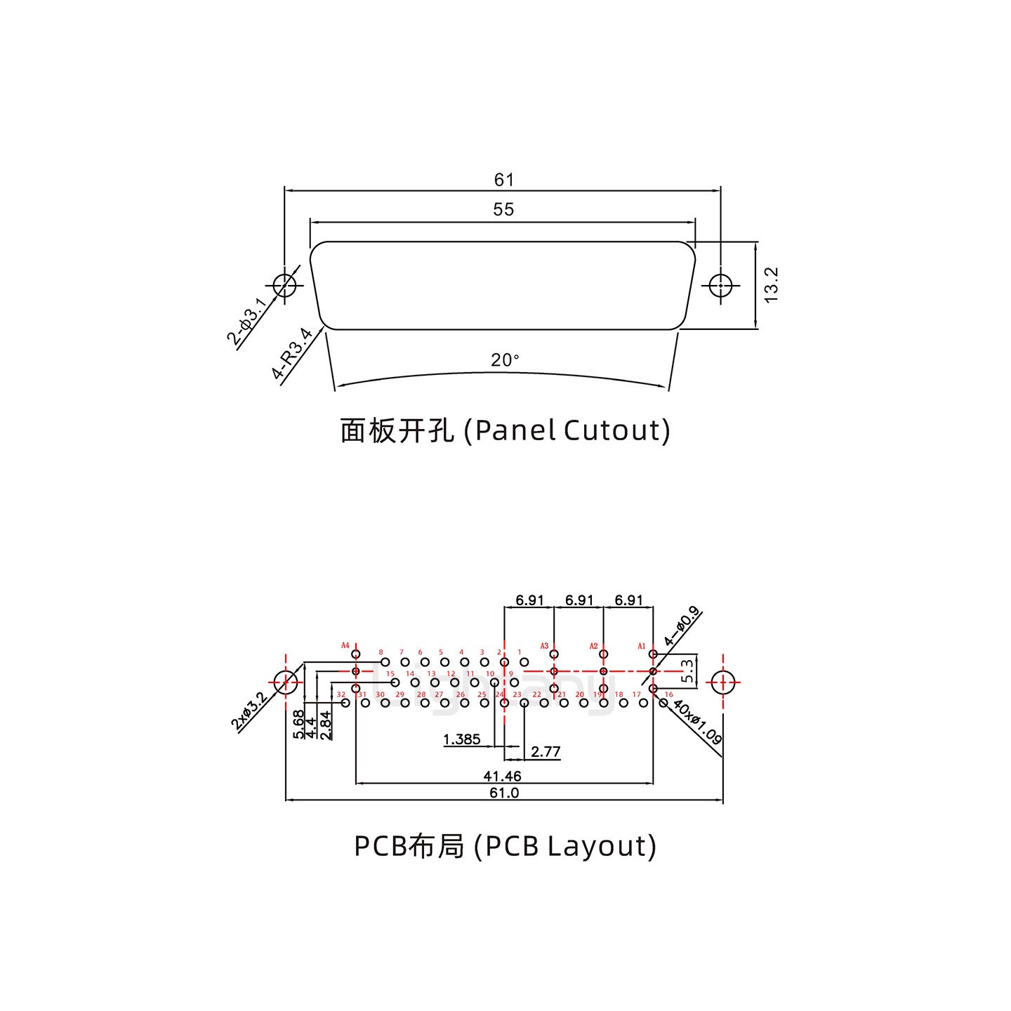 防水36W4母直插板/铆鱼叉/锁螺丝/射频同轴50欧姆