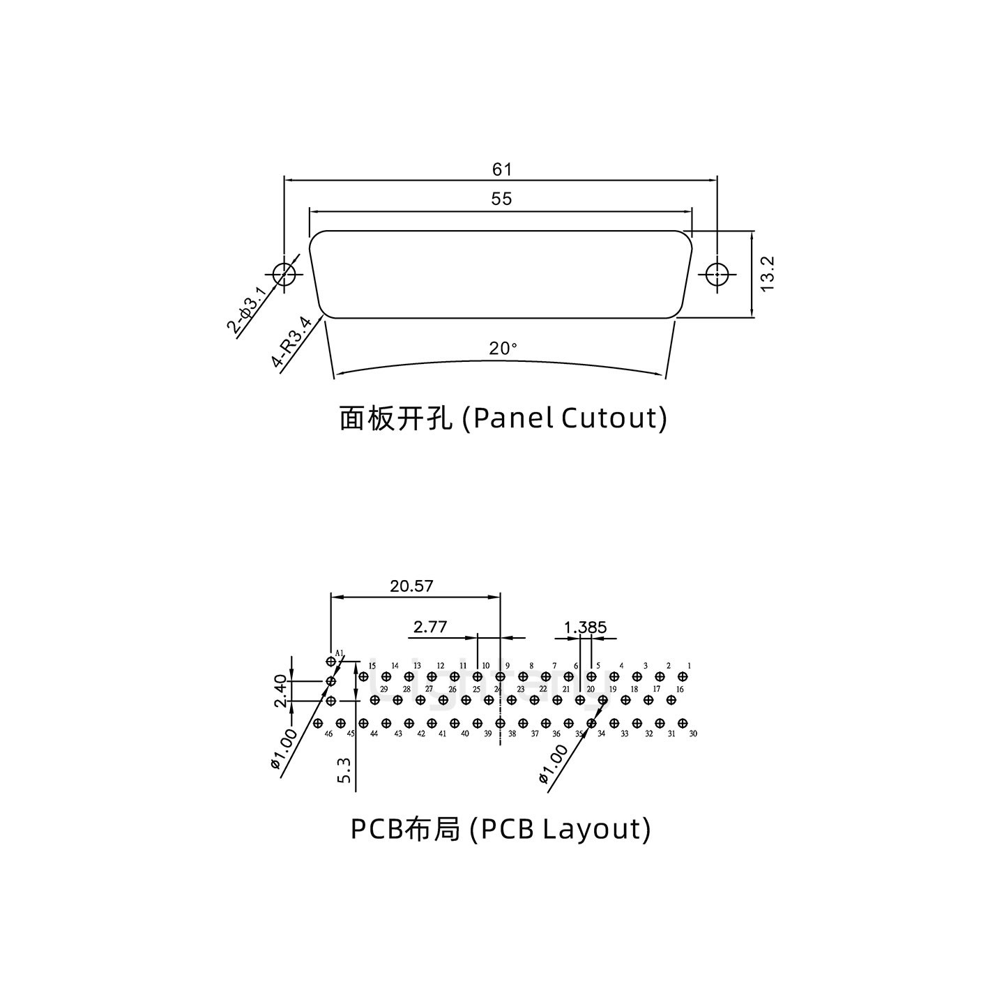 防水47W1母直插板/锁螺丝/射频同轴50欧姆