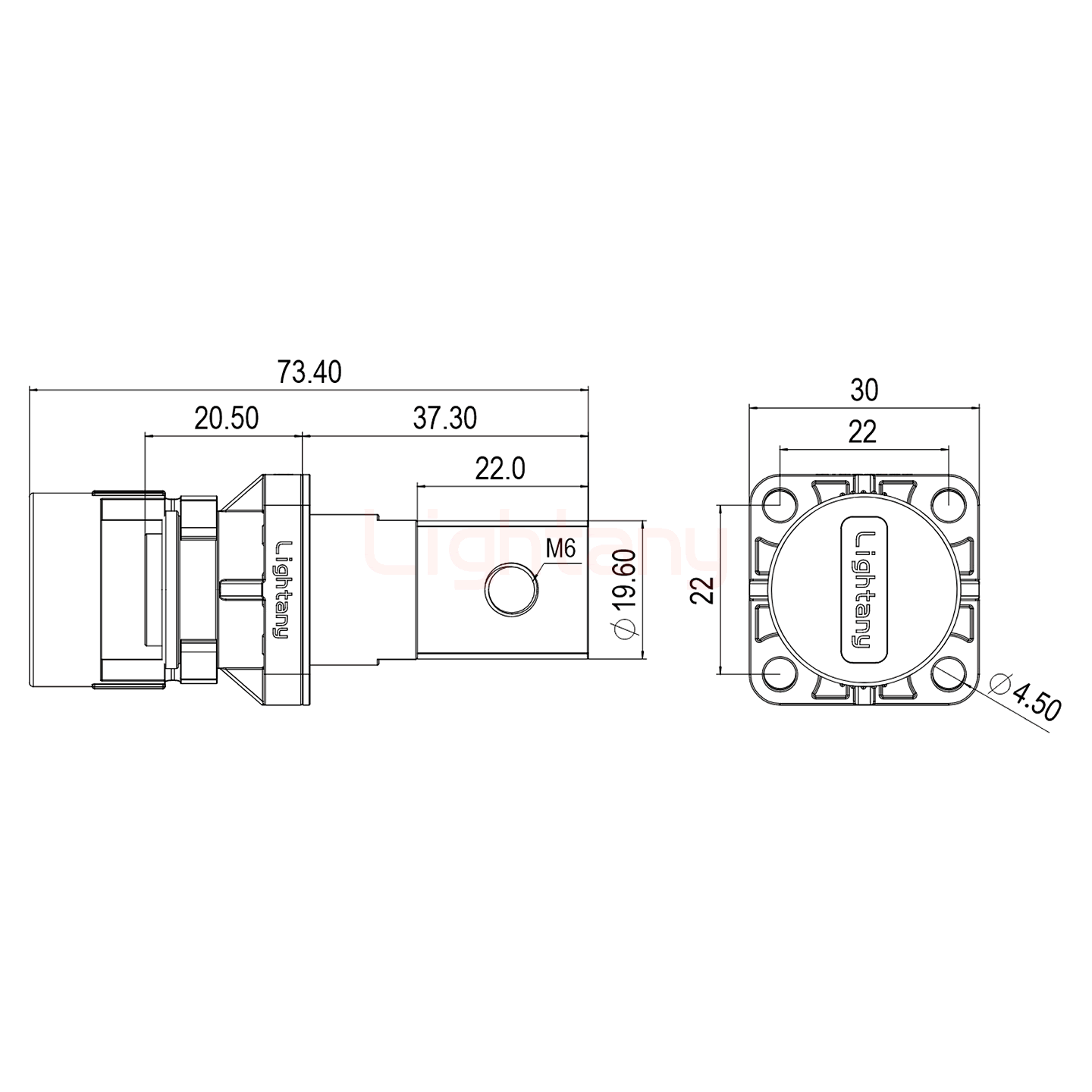 LTC1020BS-M1YL铜排螺纹穿墙插座 100/150/200A 橘黄