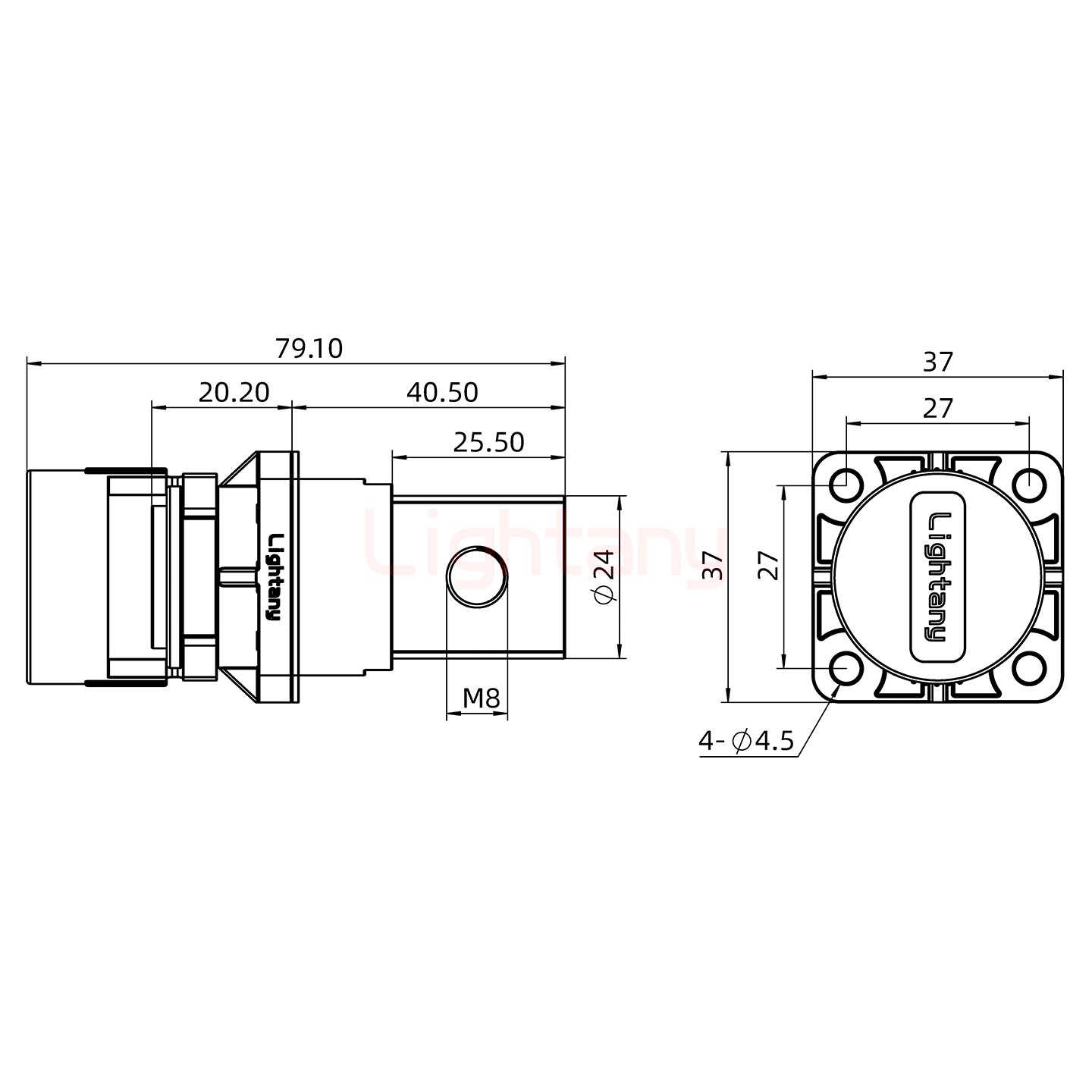 LTC2540BS-M1BL铜排螺纹穿墙插座 250/300/350/400A 黑色