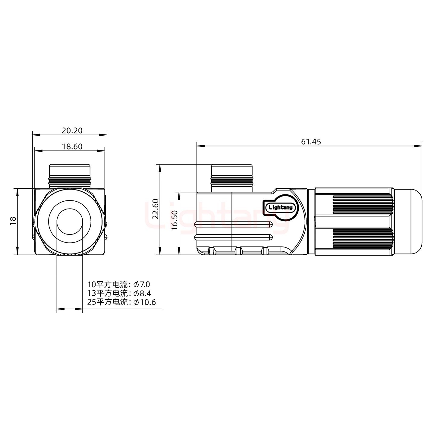 LTC0625-F1RR弯式插头 25平方 120A 红色