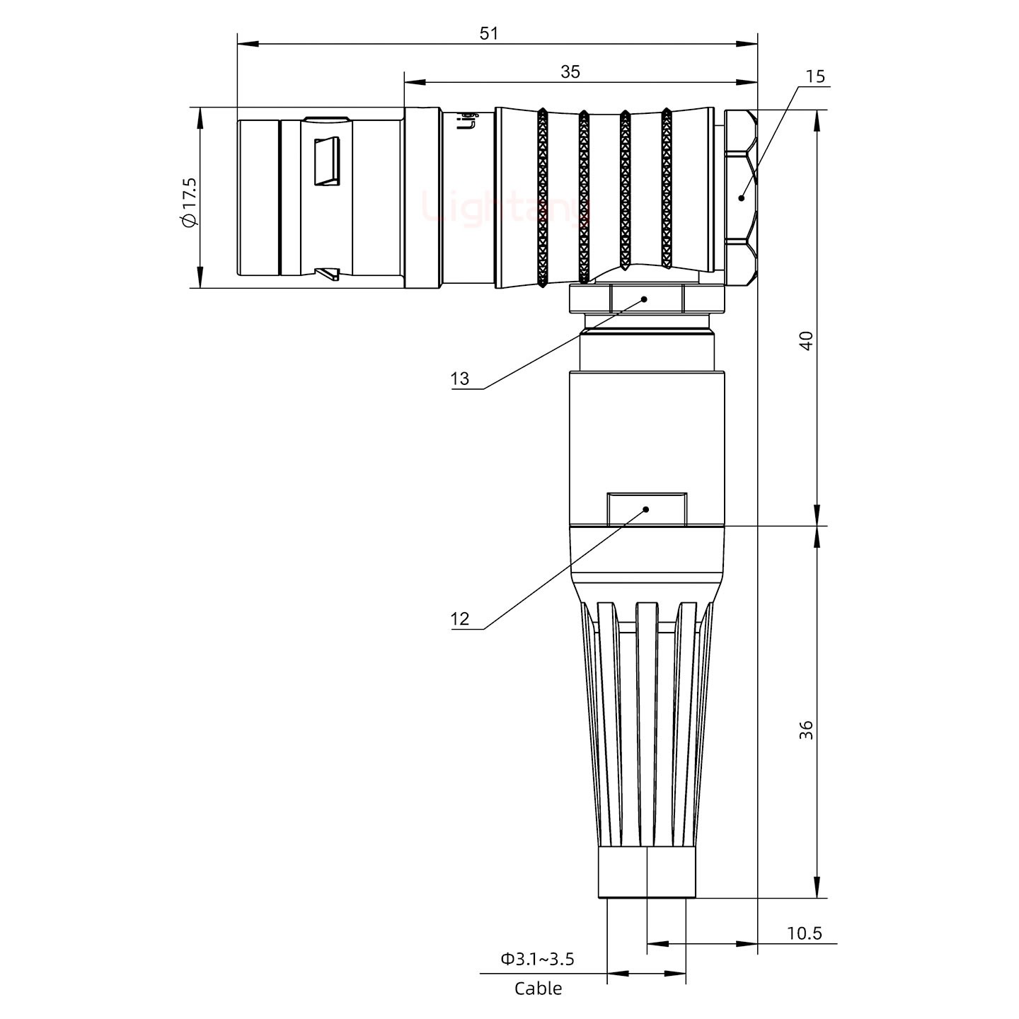 FHG.2K.032.CLAC35Z推拉自锁带护套弯式插头