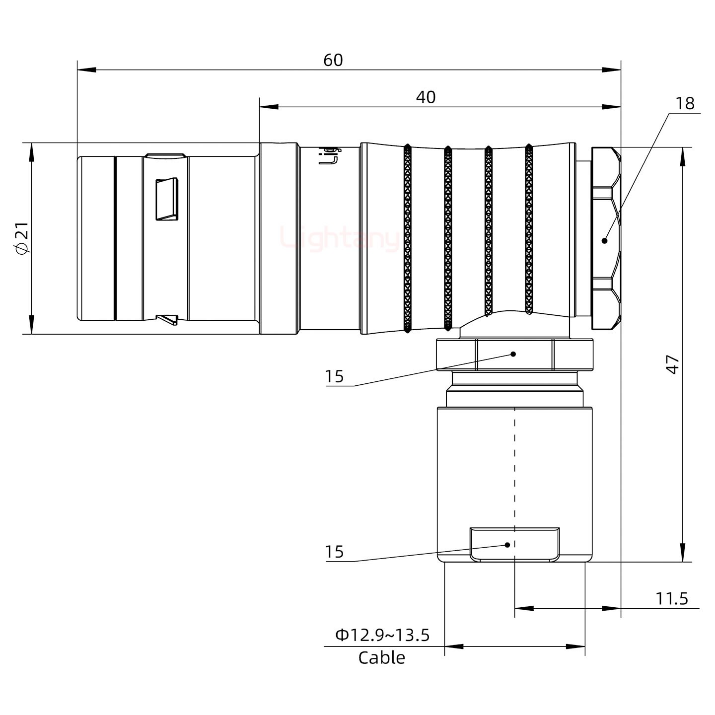 FHG.3K.007.CLAK13推拉自锁弯式插头