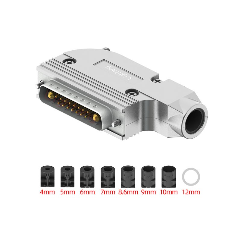17W2公短体焊线10A+25P金属外壳1015弯出线4~12mm