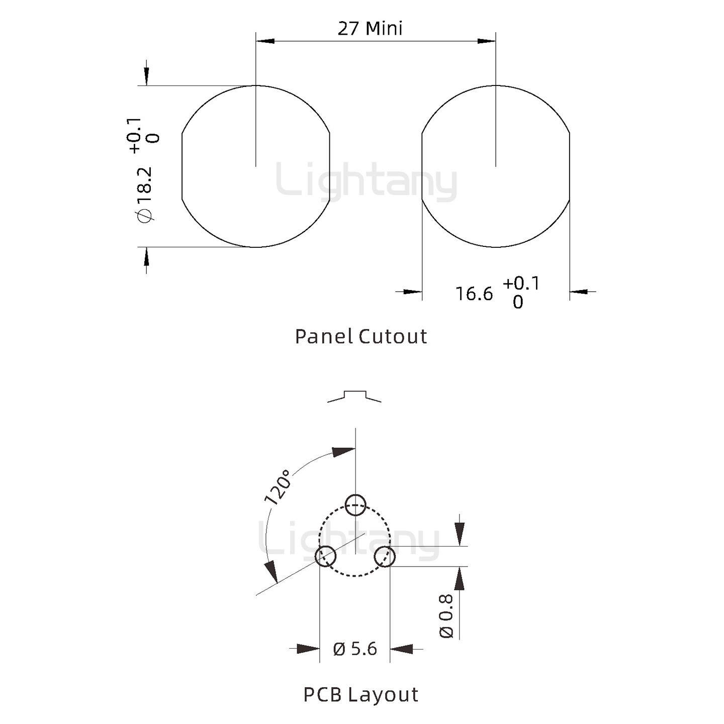 ECG.3B.003.CLN双螺母插座 PCB直插板