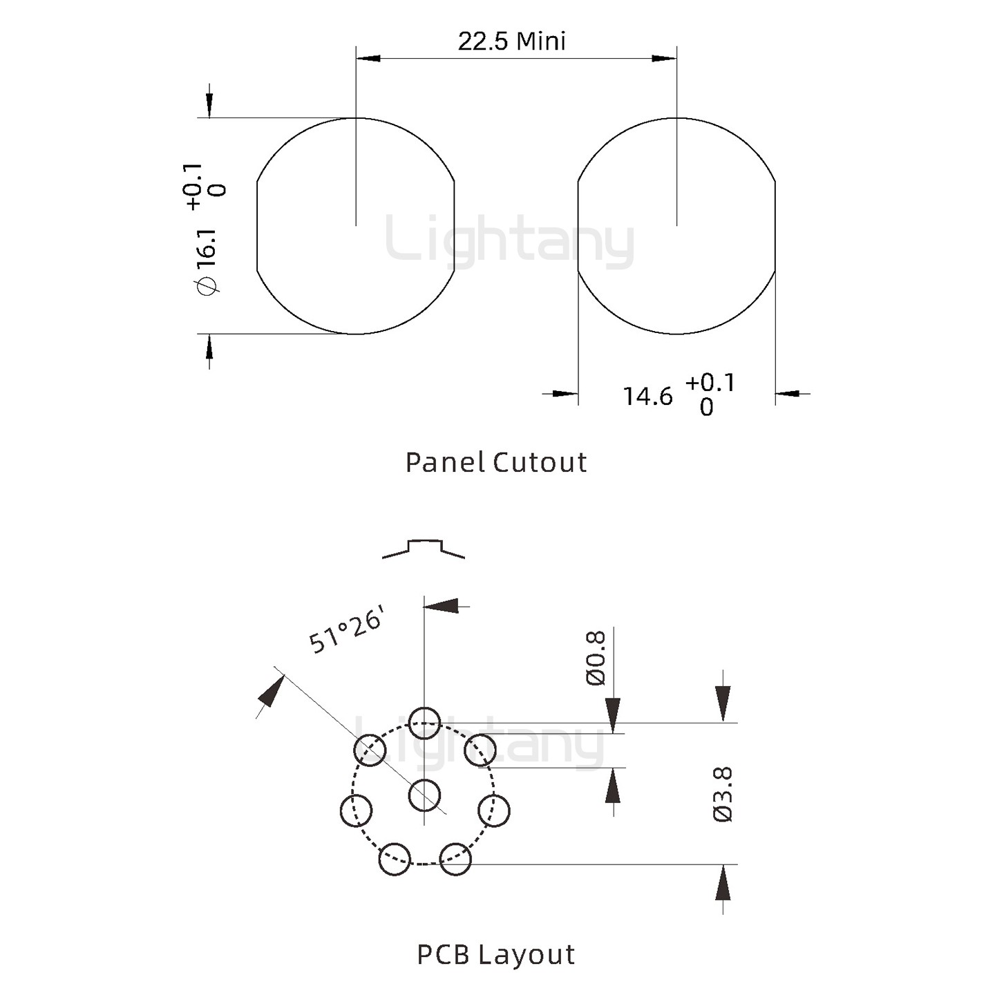 EEG.1K.008.CLN推拉自锁前螺母插座 PCB直插板