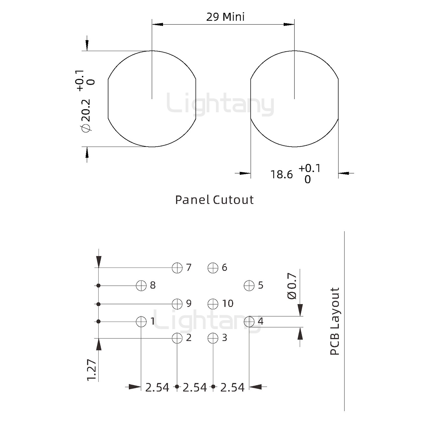 EEG.2K.010.CLV推拉自锁前螺母插座 PCB弯插板