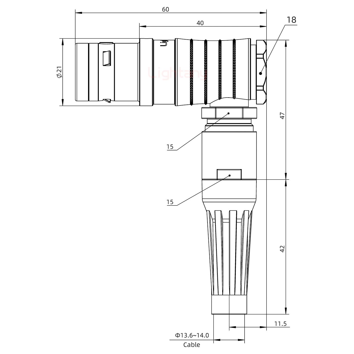 FHG.3K.002.CLAK14Z推拉自锁带护套弯式插头