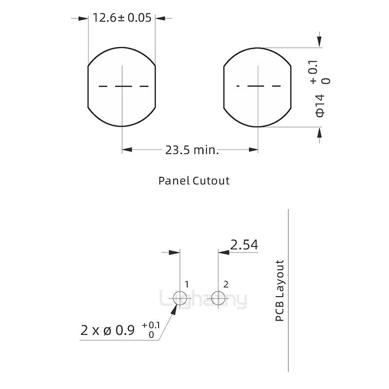 PKG.M0.2GL.VG双螺母插座 PCB弯插板 推拉自锁