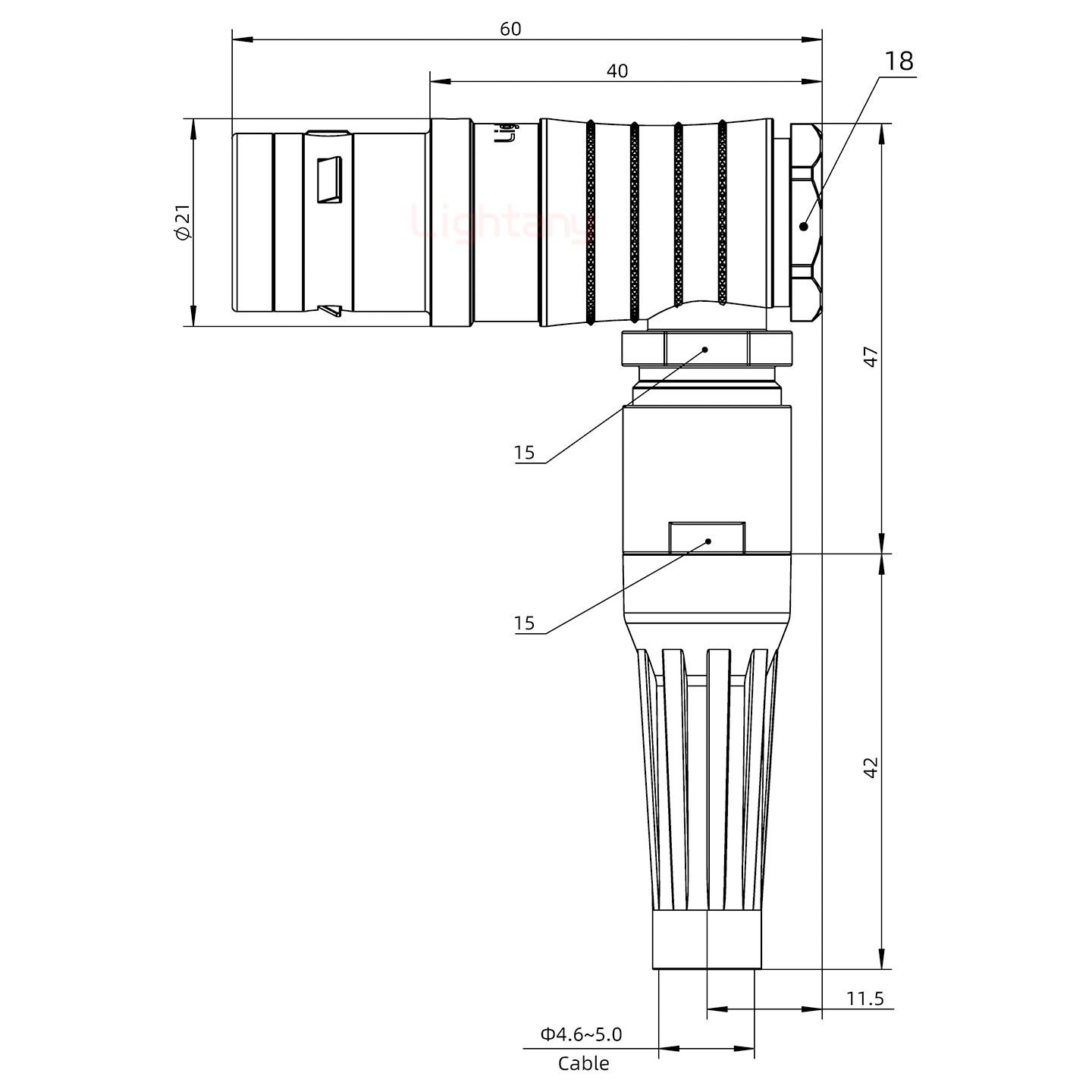 FHG.3K.018.CLAC50Z推拉自锁带护套弯式插头